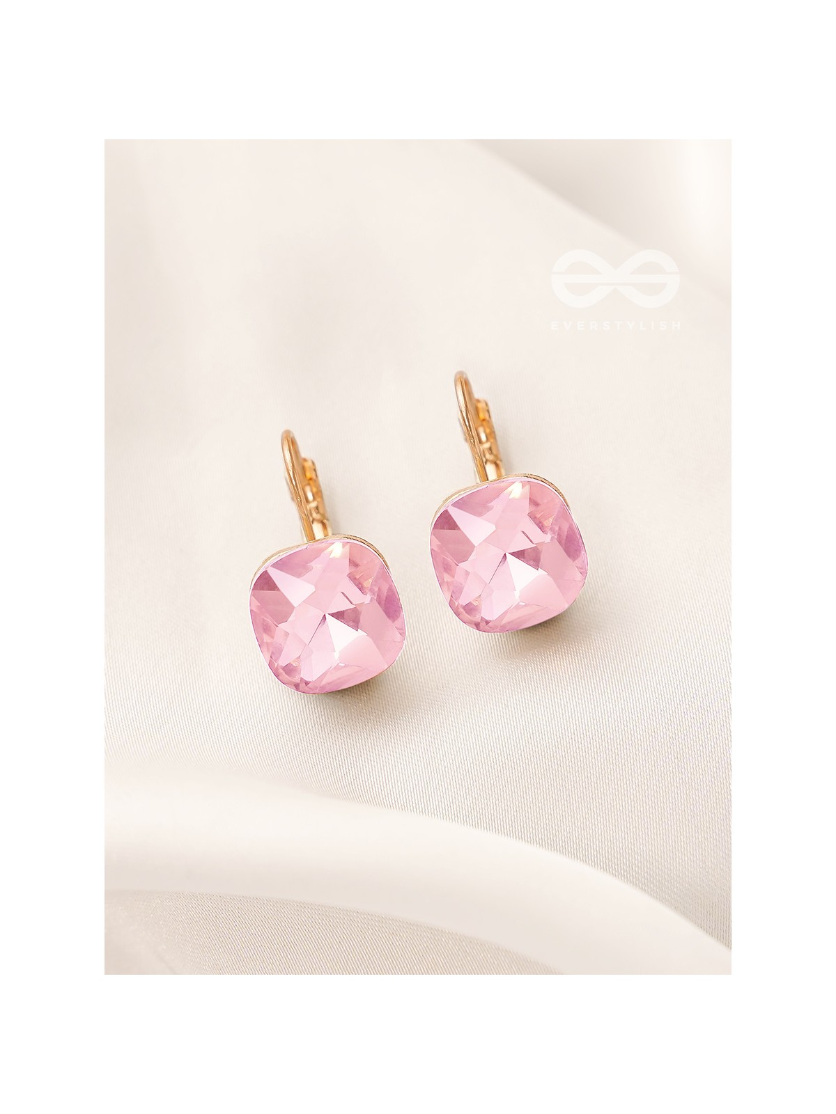 The Ice Cube- Crystal Golden Earrings (Lavender)