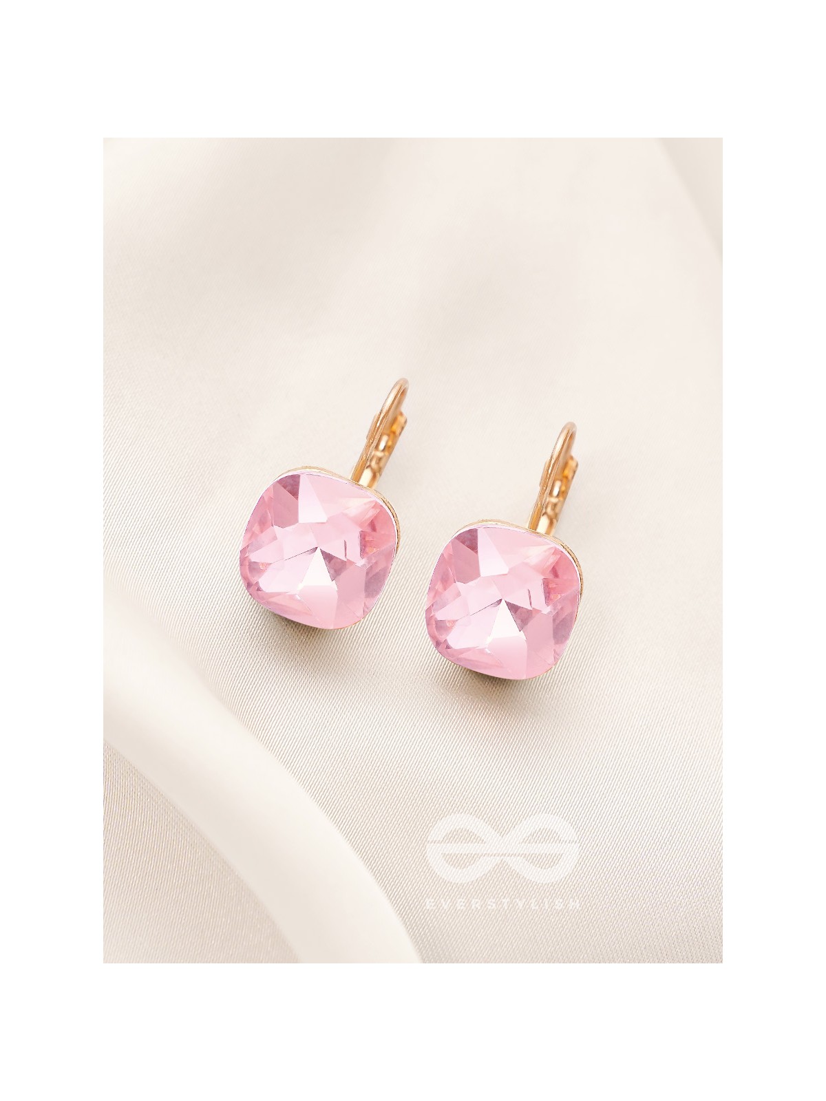 The Ice Cube- Crystal Golden Earrings (Lavender)