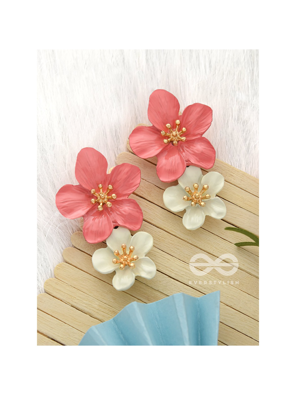 Paired Periwinkles- Statement Acrylic Earrings (Fuscia Pink)