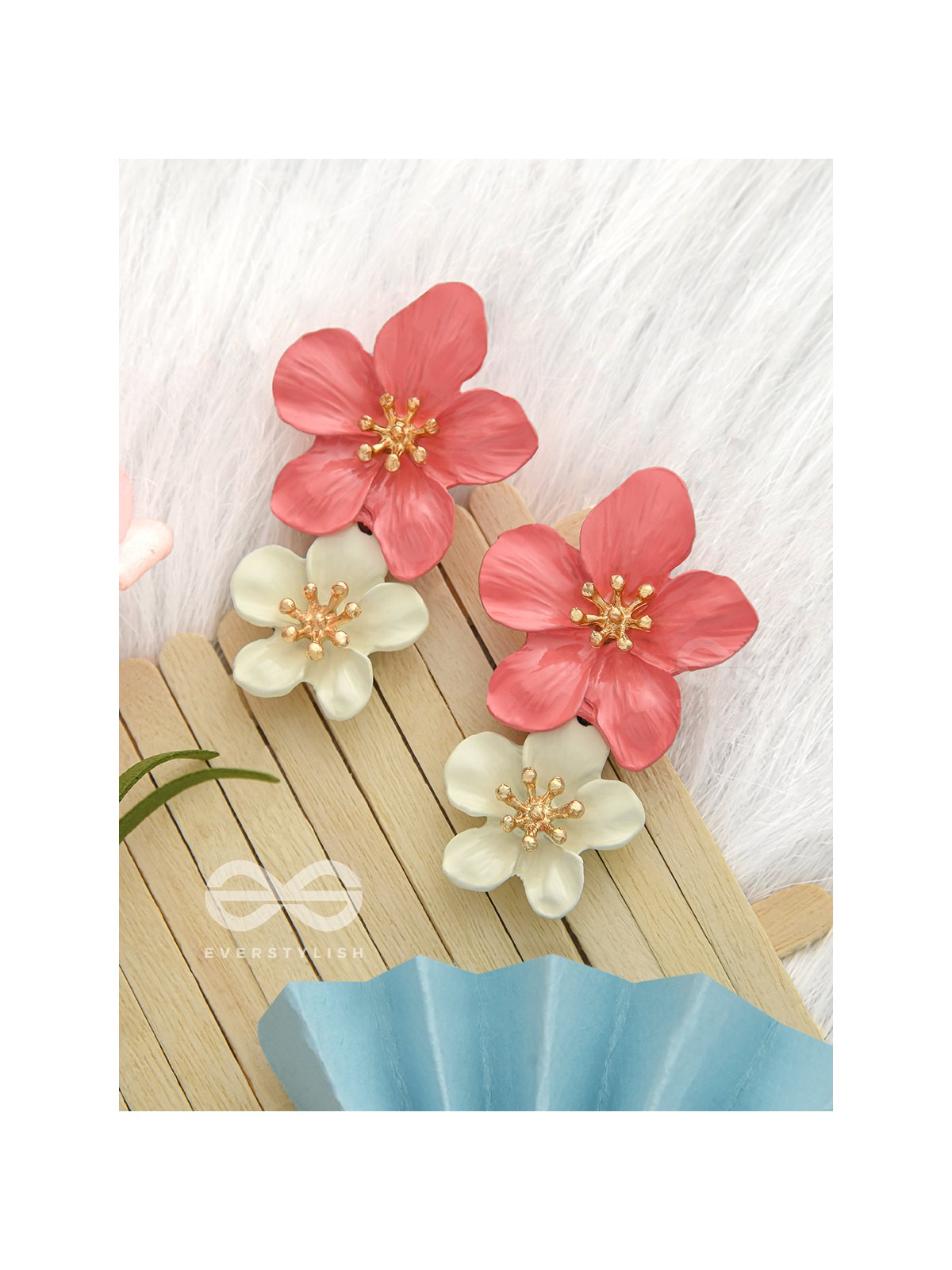 Paired Periwinkles- Statement Acrylic Earrings (Fuscia Pink)