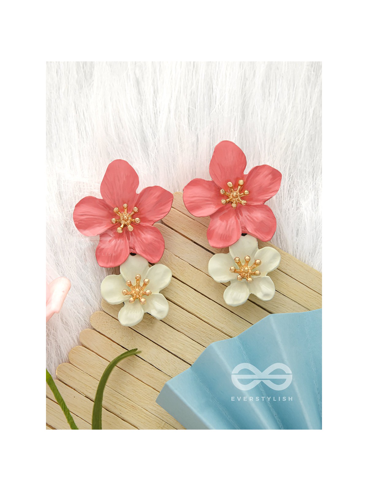 Paired Periwinkles- Statement Acrylic Earrings (Fuscia Pink)