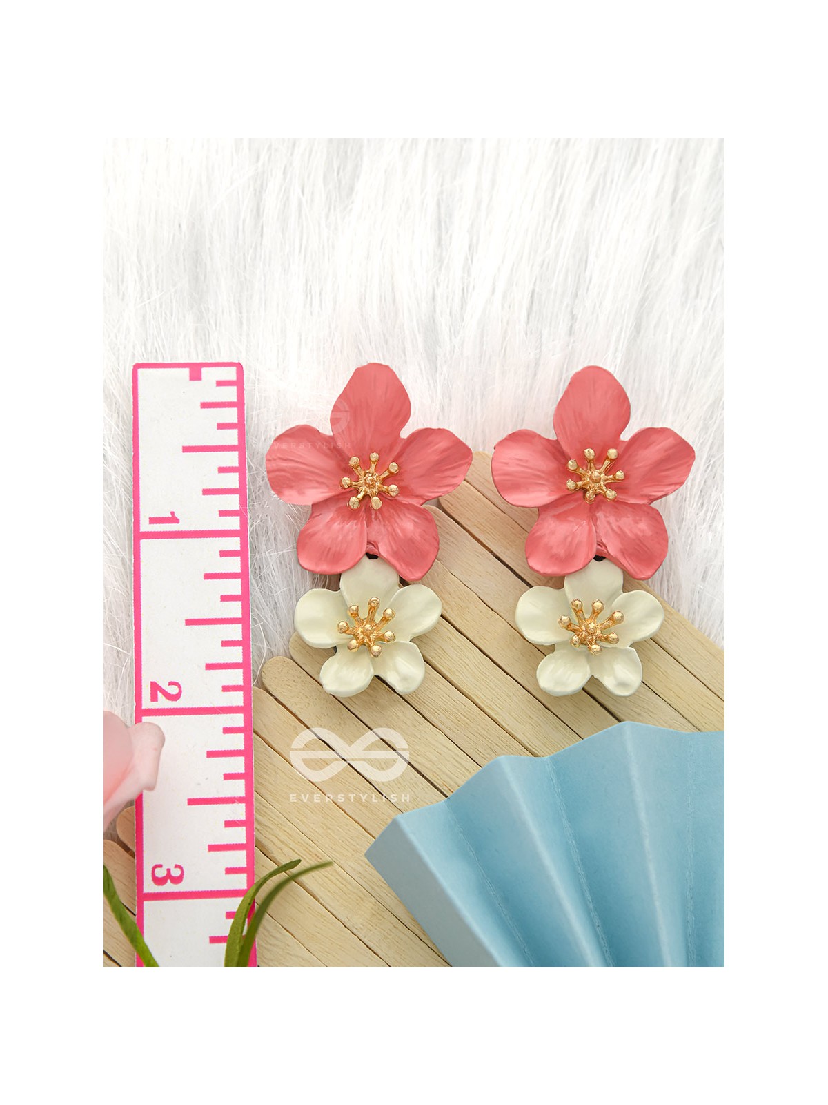 Paired Periwinkles- Statement Acrylic Earrings (Fuscia Pink)