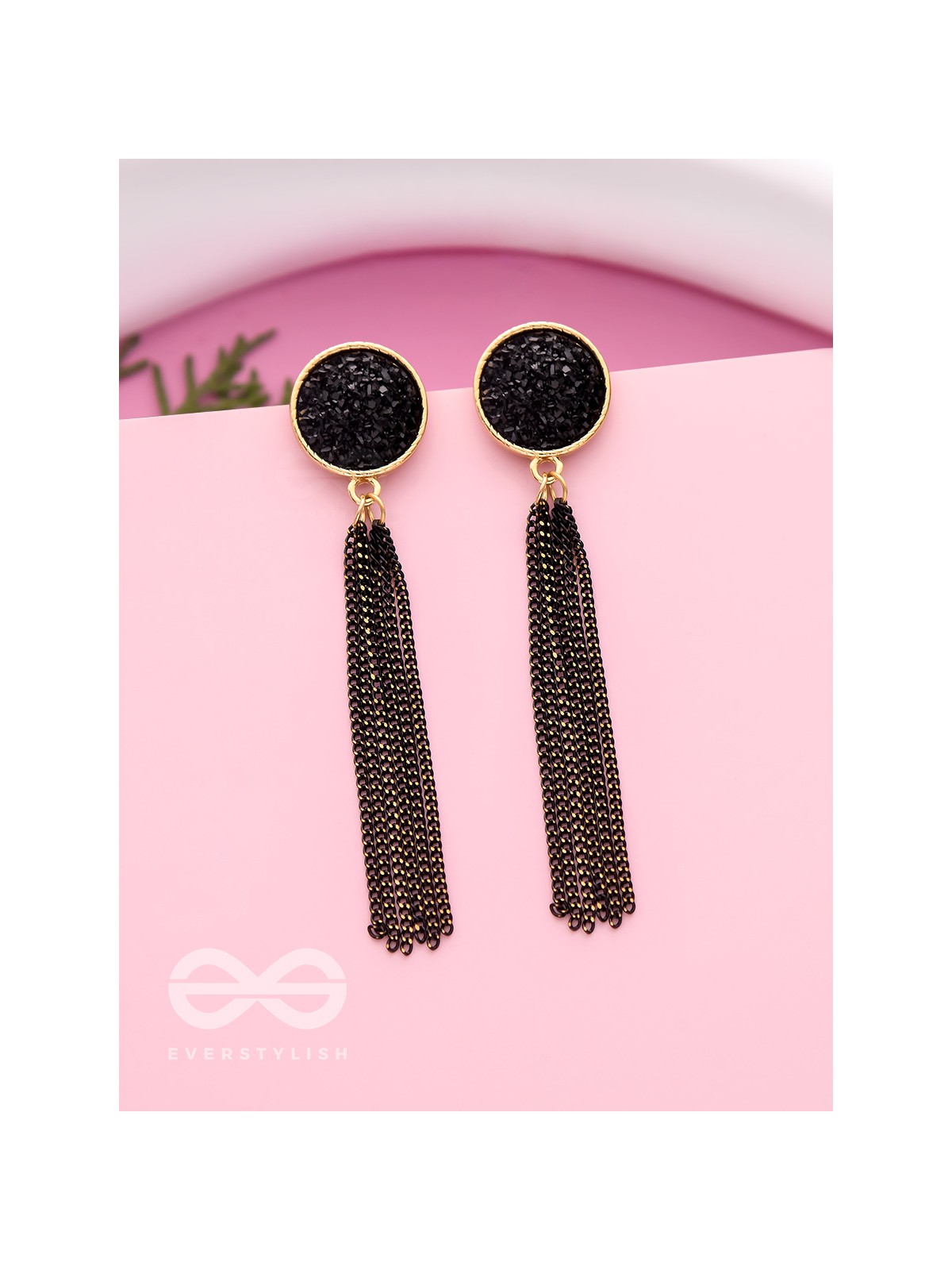 The Ebony Fall- Black and Golden Earrings