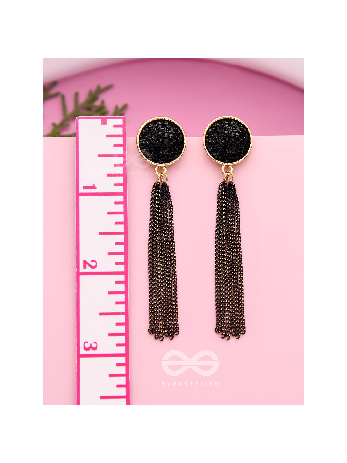 The Ebony Fall- Black and Golden Earrings