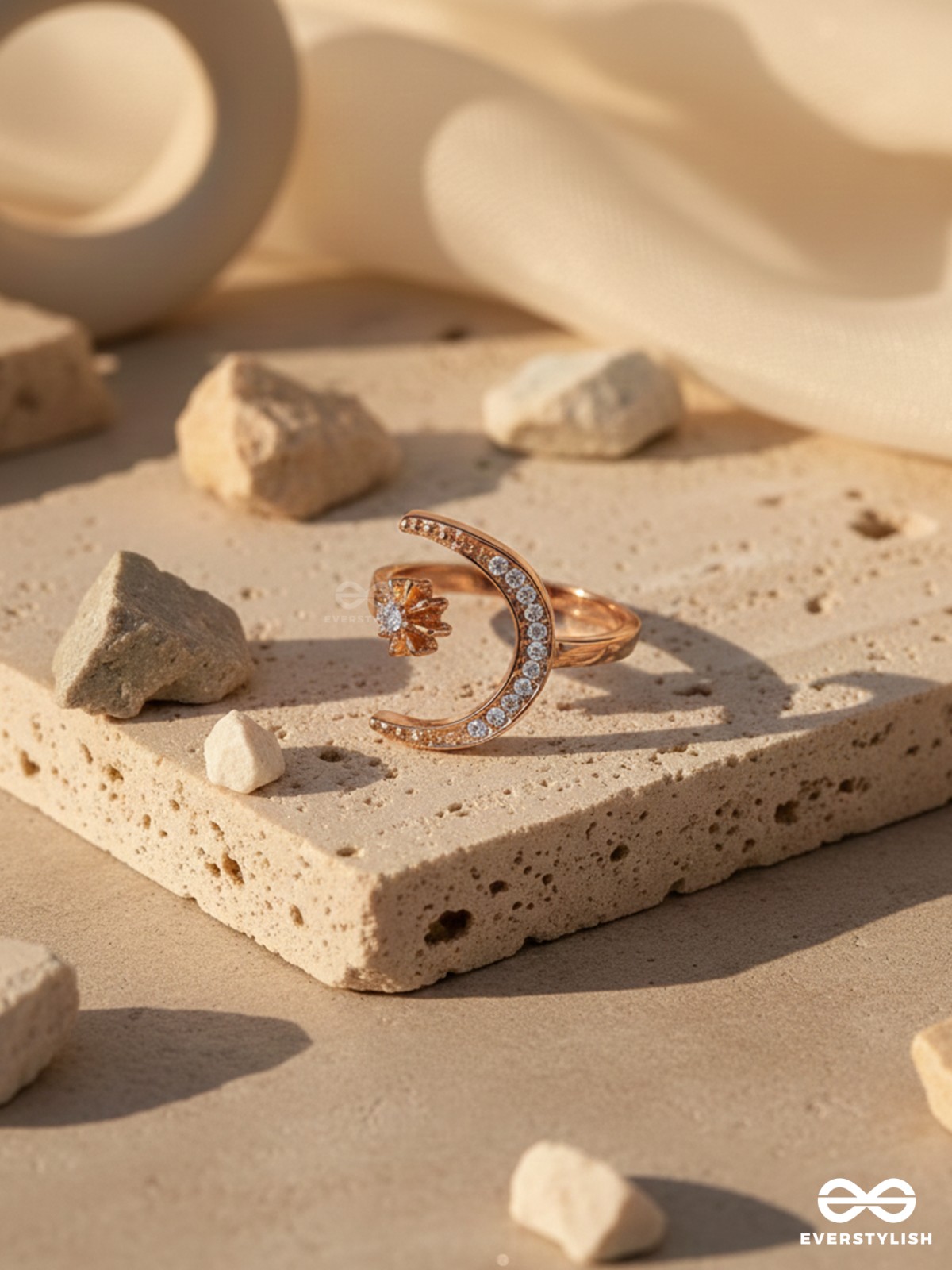 The Night Sky- Rose Golden Rhinestones Ring