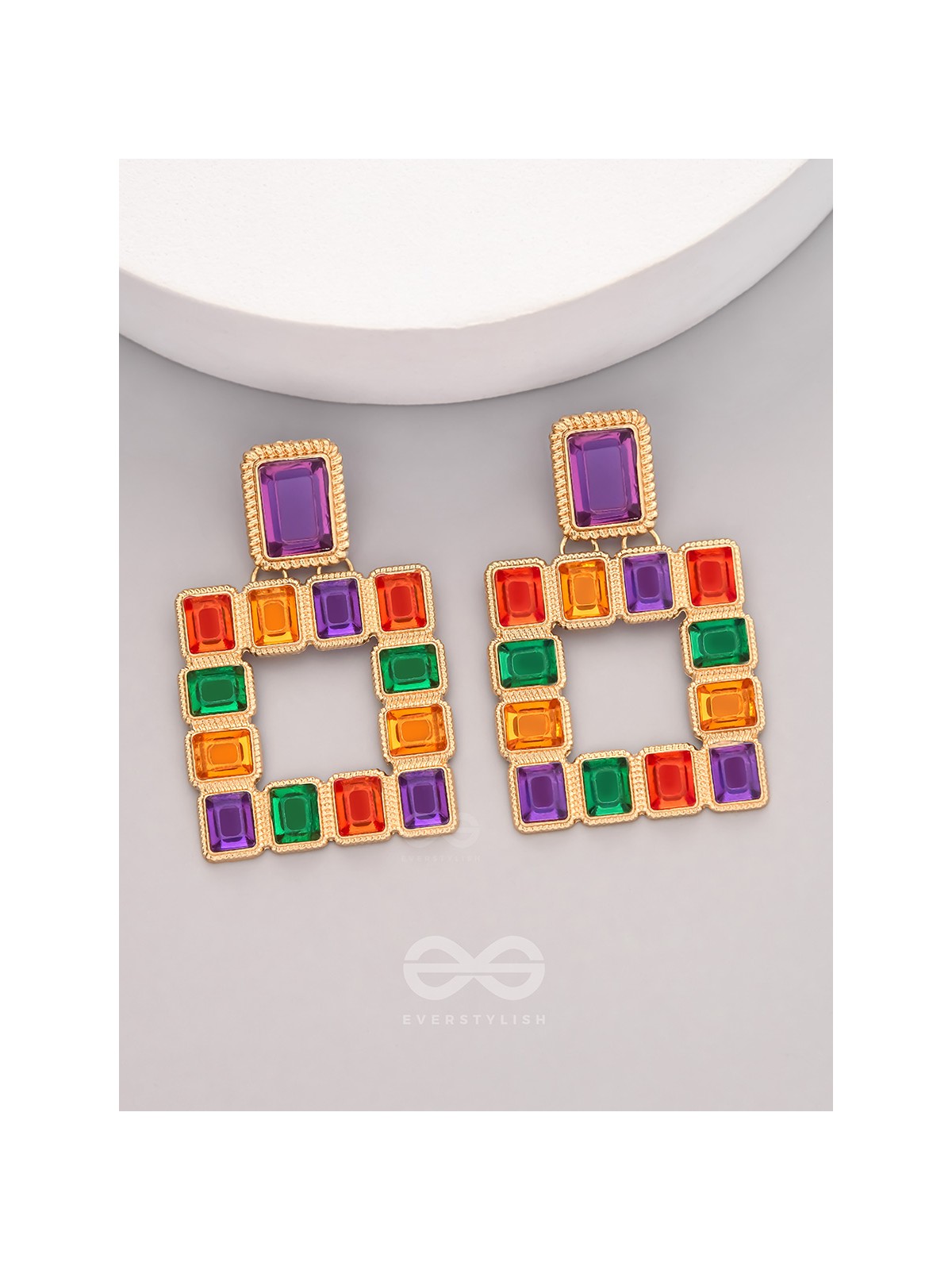 Sunshine n Rainbows- Golden Enamelled Earrings