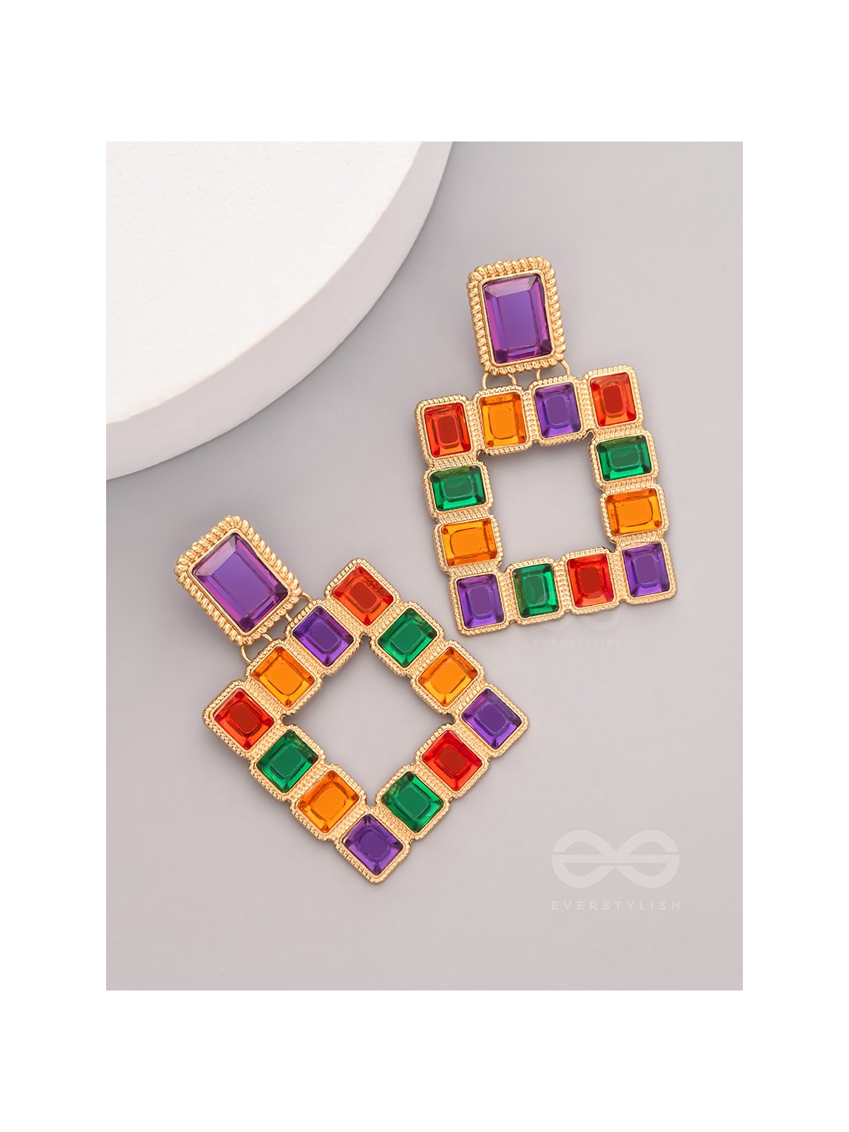 Sunshine n Rainbows- Golden Enamelled Earrings