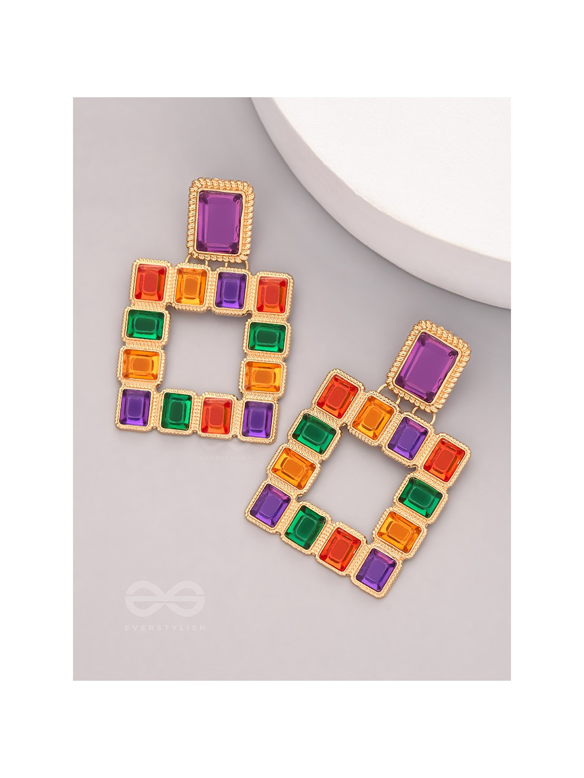Sunshine n Rainbows- Golden Enamelled Earrings