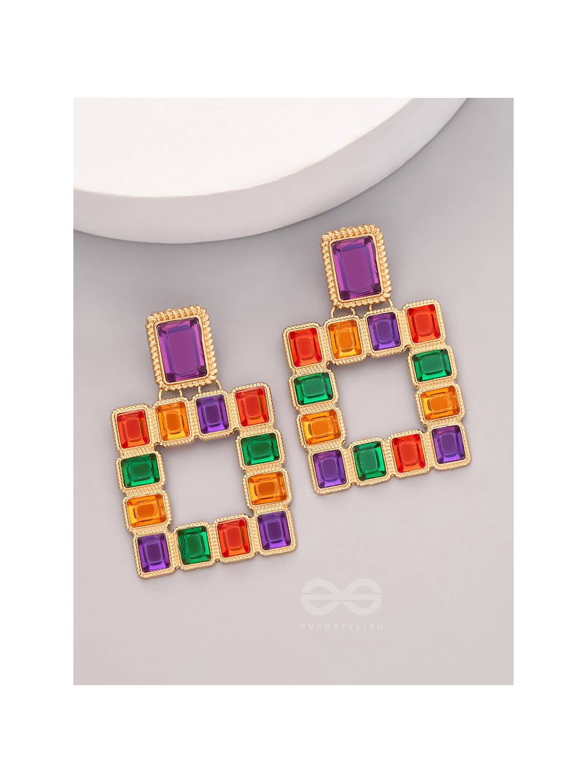 Sunshine n Rainbows- Golden Enamelled Earrings