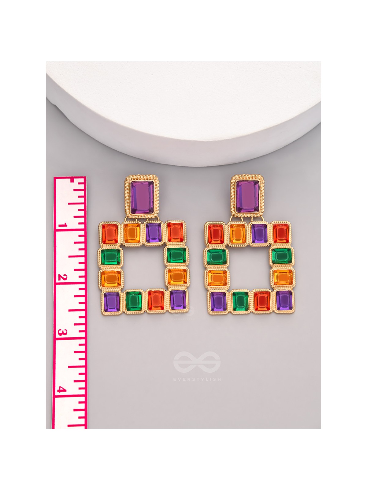 Sunshine n Rainbows- Golden Enamelled Earrings