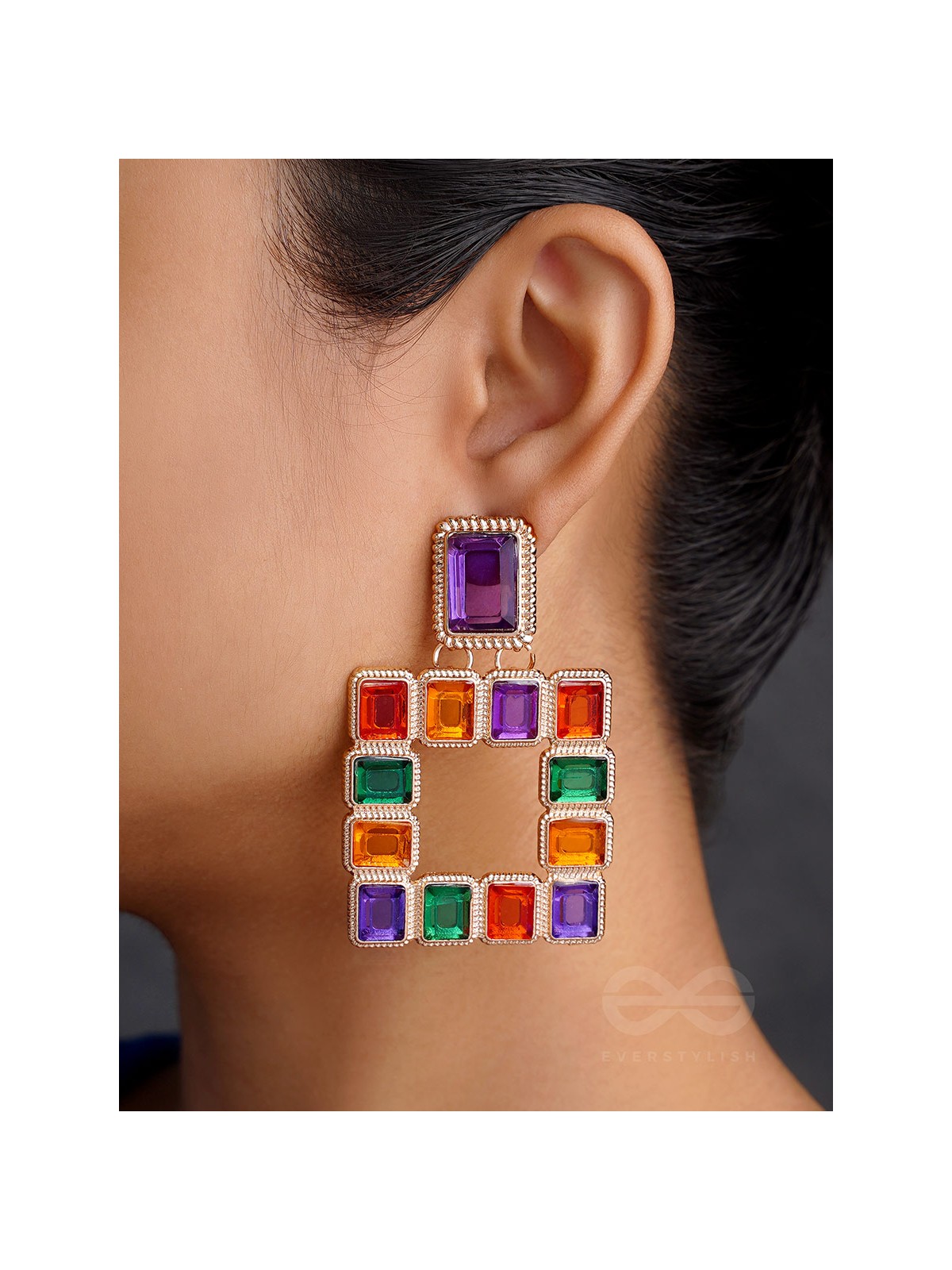 Sunshine n Rainbows- Golden Enamelled Earrings