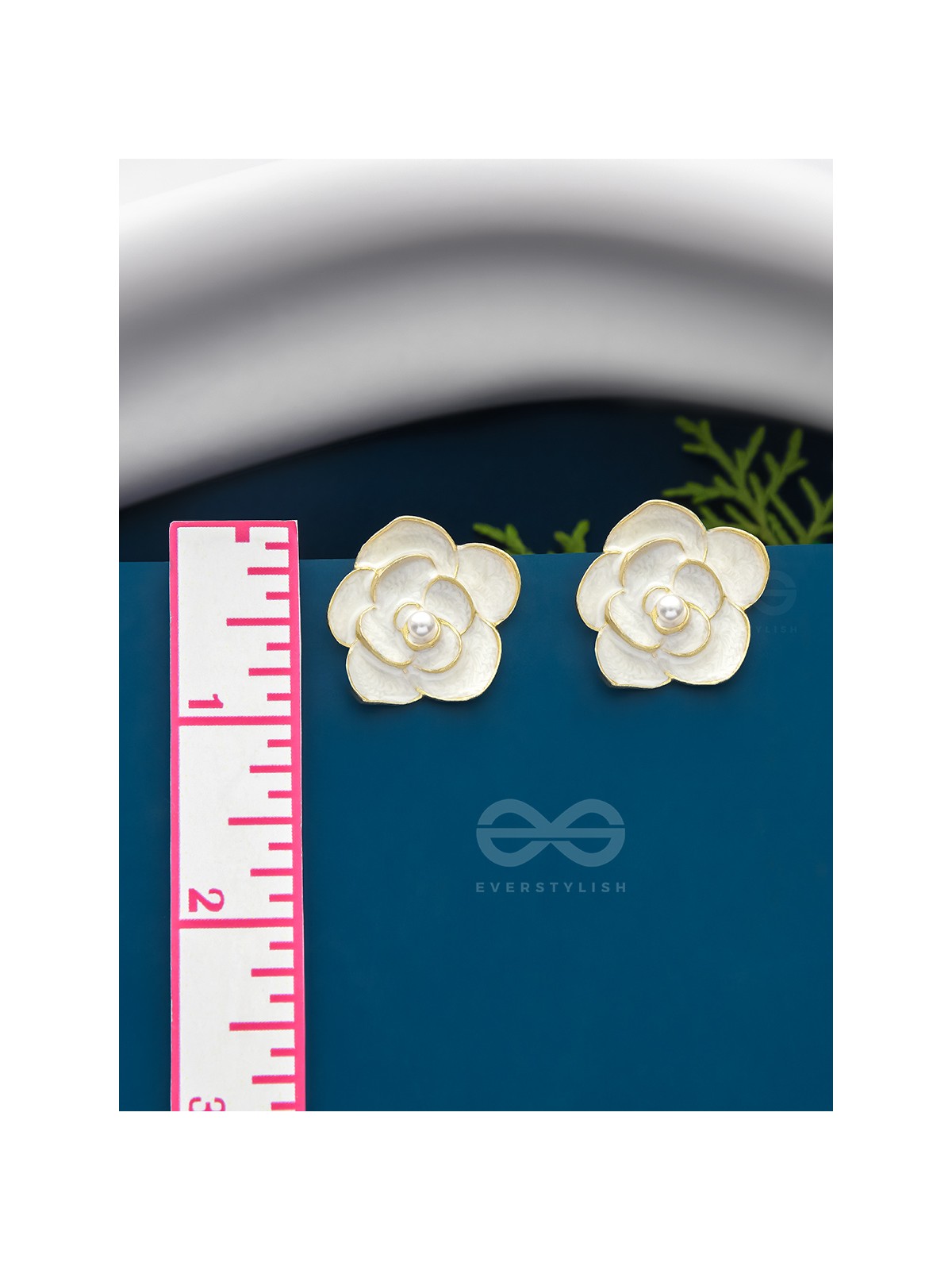 The Pearly Rose- Golden Enameled Pearl Earrings