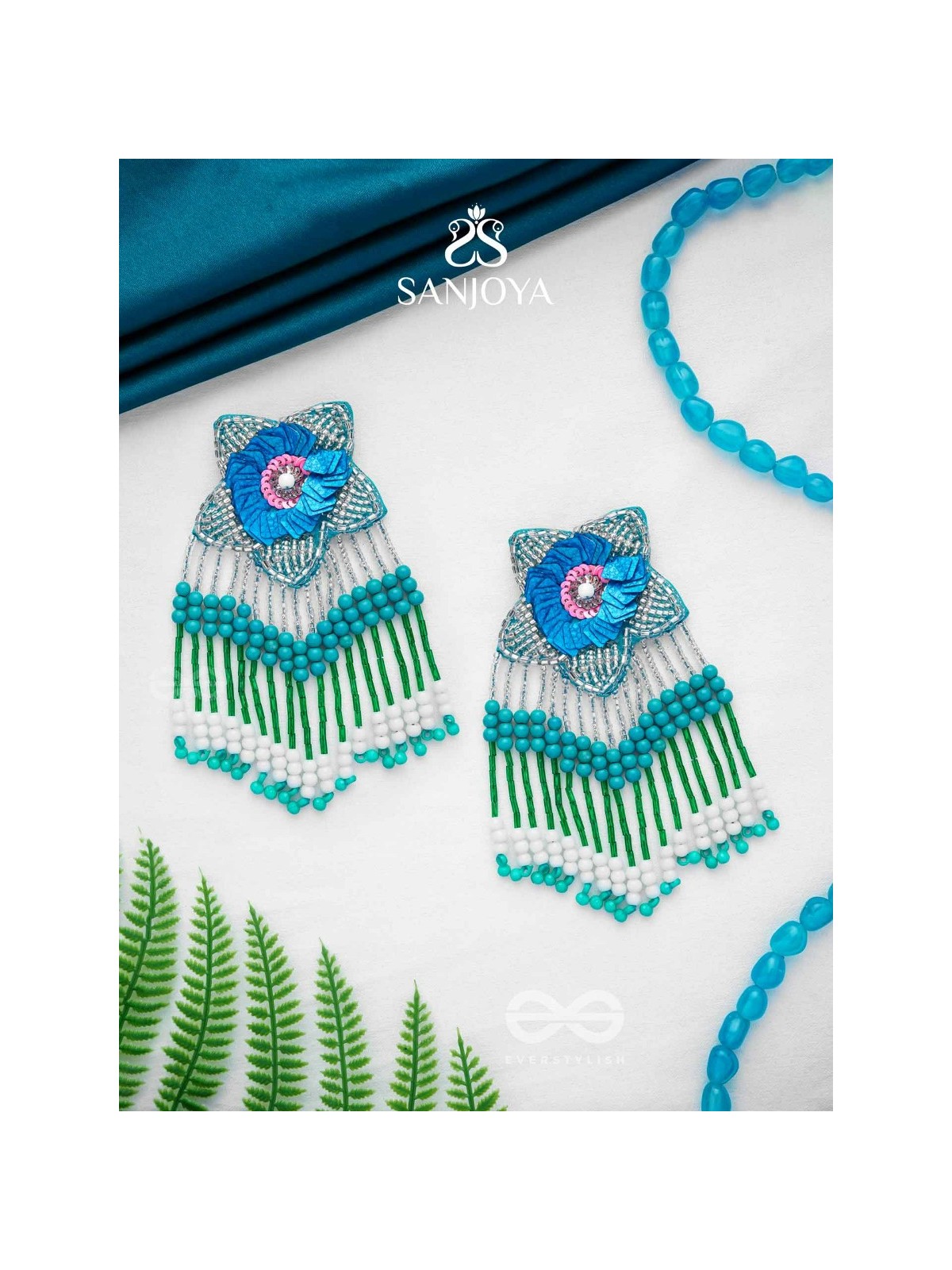 Tarankit- The Star- Beads, Sequins and Cutdana Embroidered Earrings 