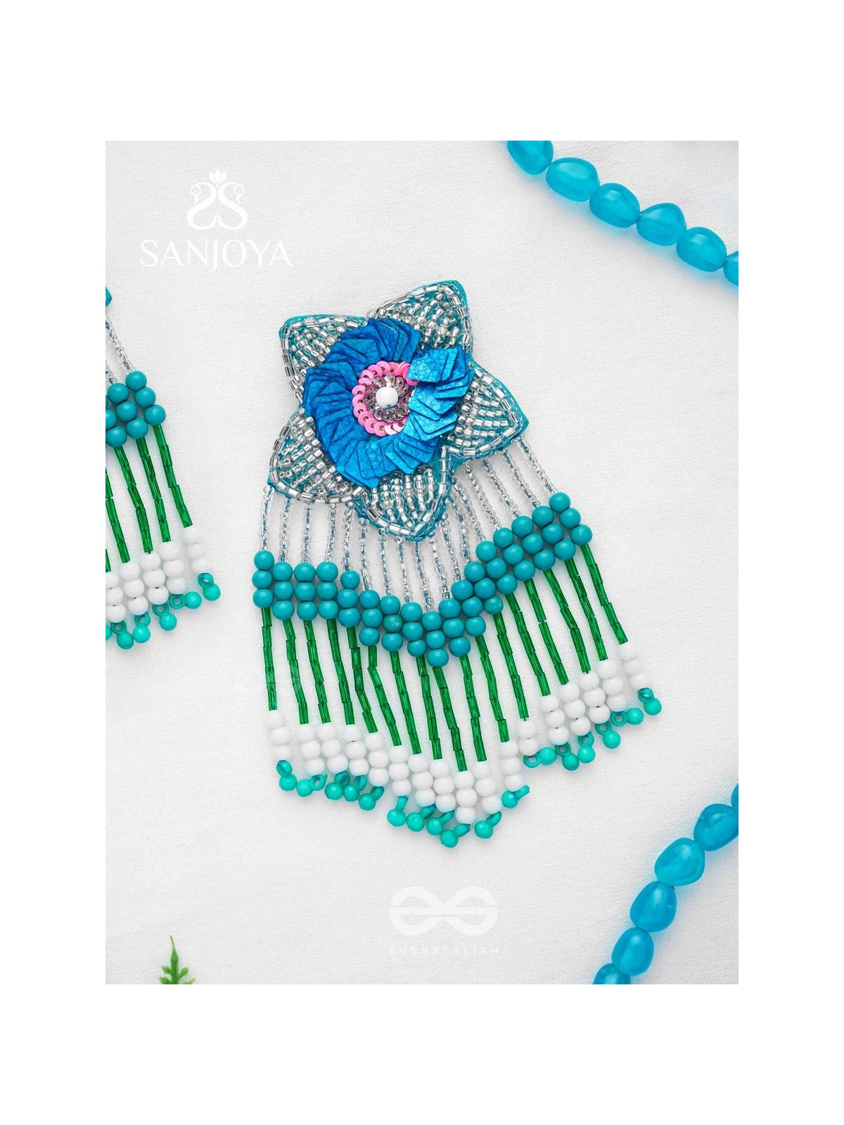 Tarankit- The Star- Beads, Sequins and Cutdana Embroidered Earrings 