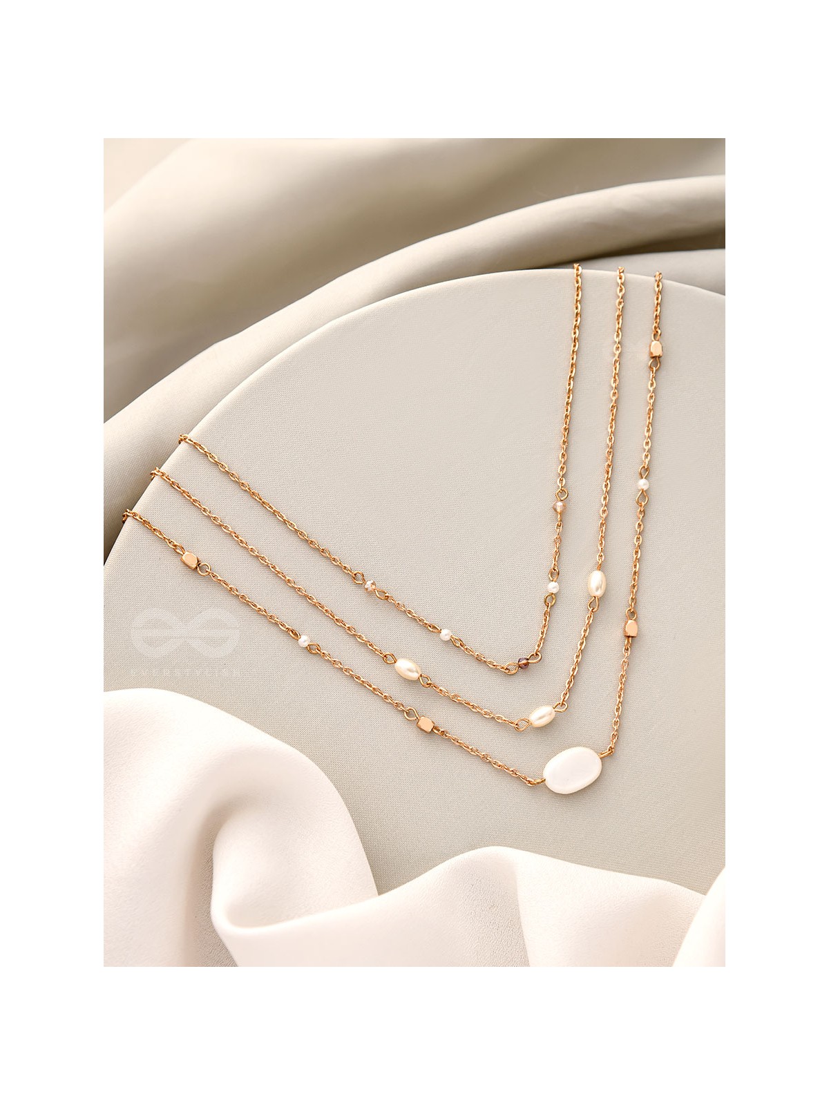 Lost In Space- Golden Stone Layered Necklace With Anti-Tarnish Coating 