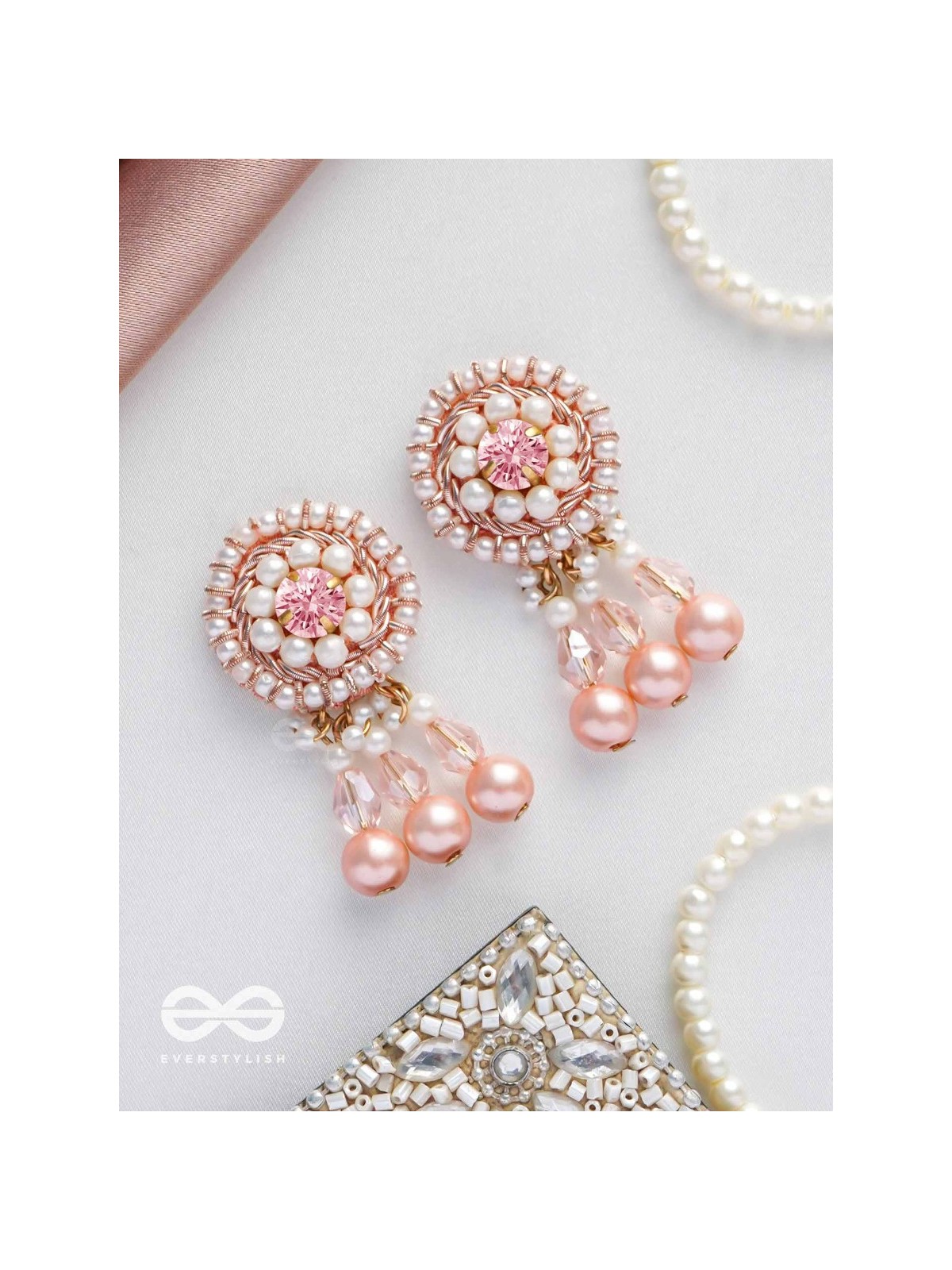 Lavana- The Graceful- Pearls and Glass Beads Embroidered Earrings 