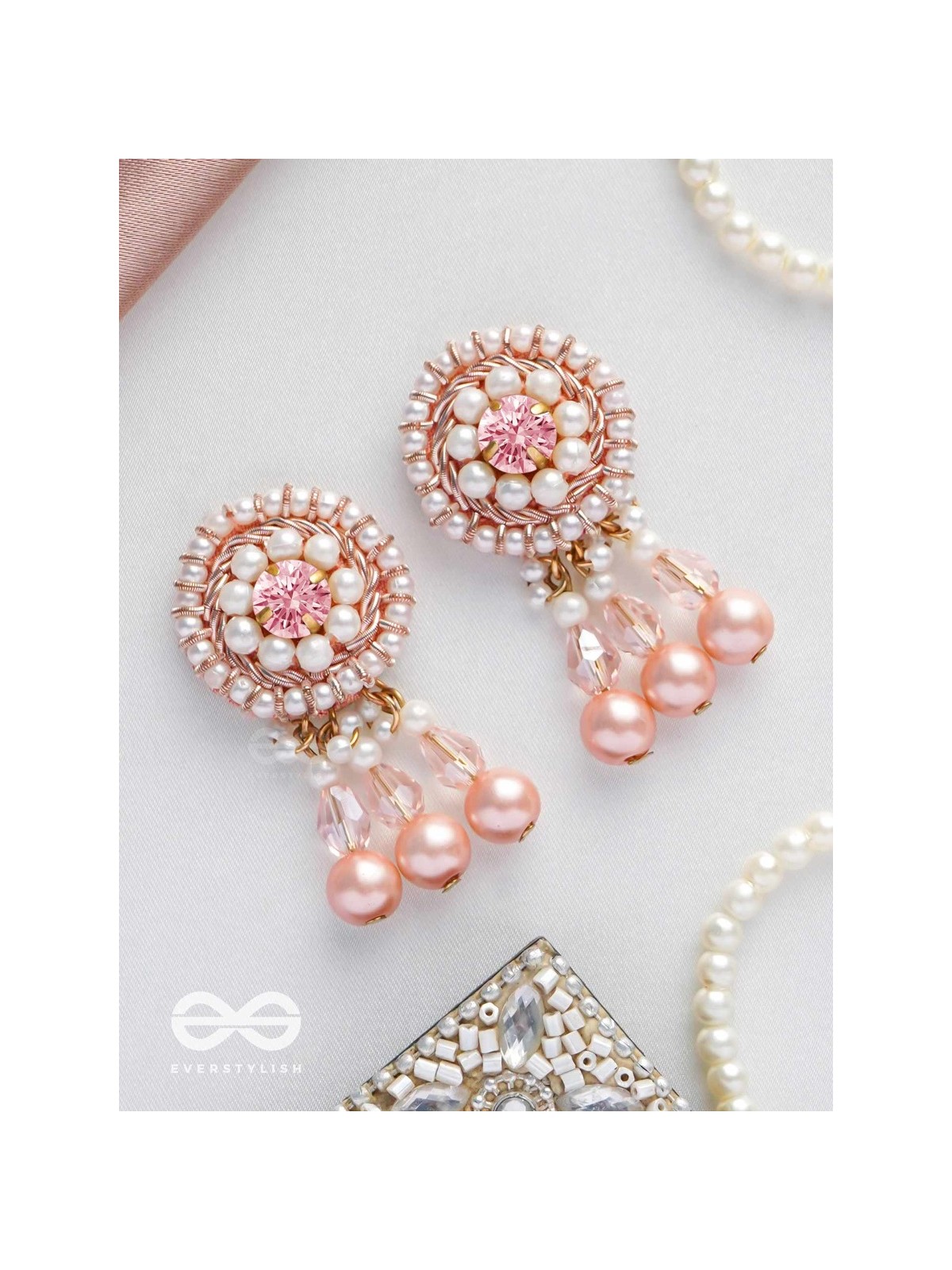 Lavana- The Graceful- Pearls and Glass Beads Embroidered Earrings 