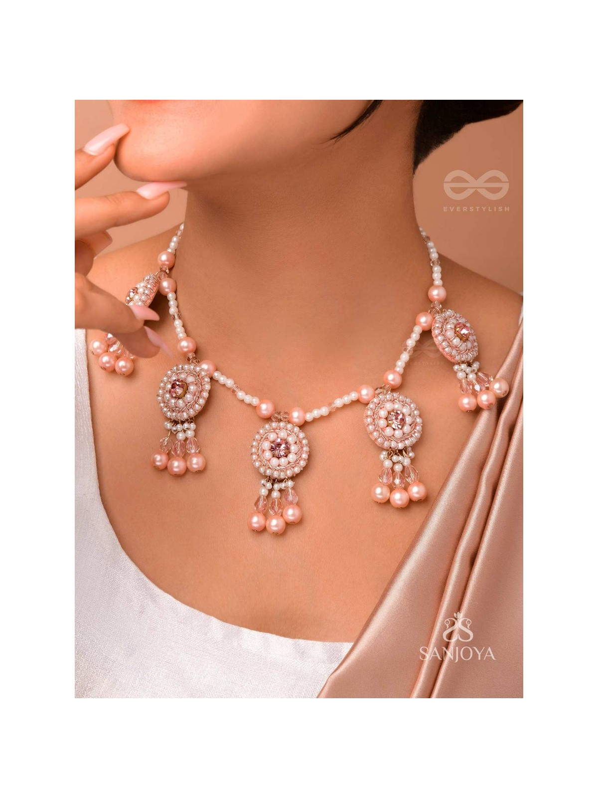 Shadwal- The Pretty Meadow- Pearls and Stones Embroidered Necklace 
