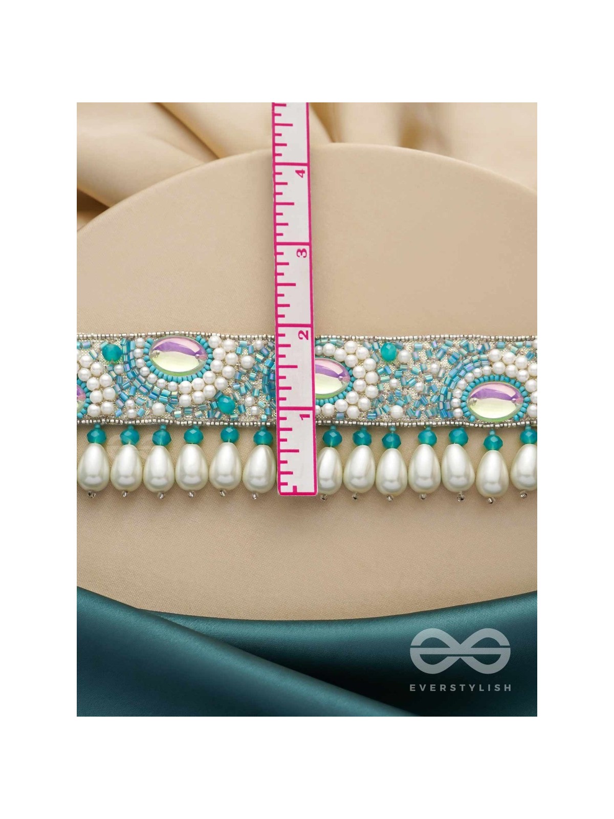 Jalakrit- The Rainy Clouds- Pearls and Stones Embroidered Choker Necklace 