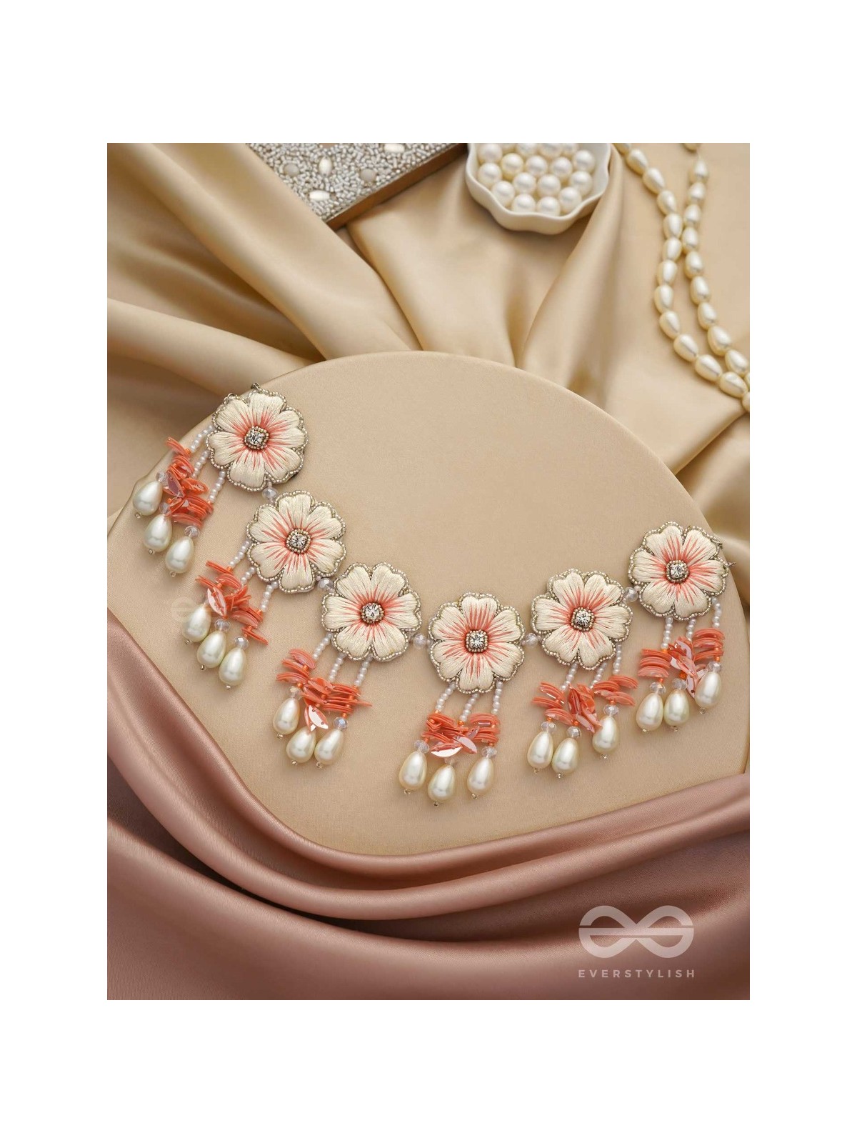 Vinirmita- The Beautiful Garden- Resham, Pearls and Stones Embroidered Choker Necklace