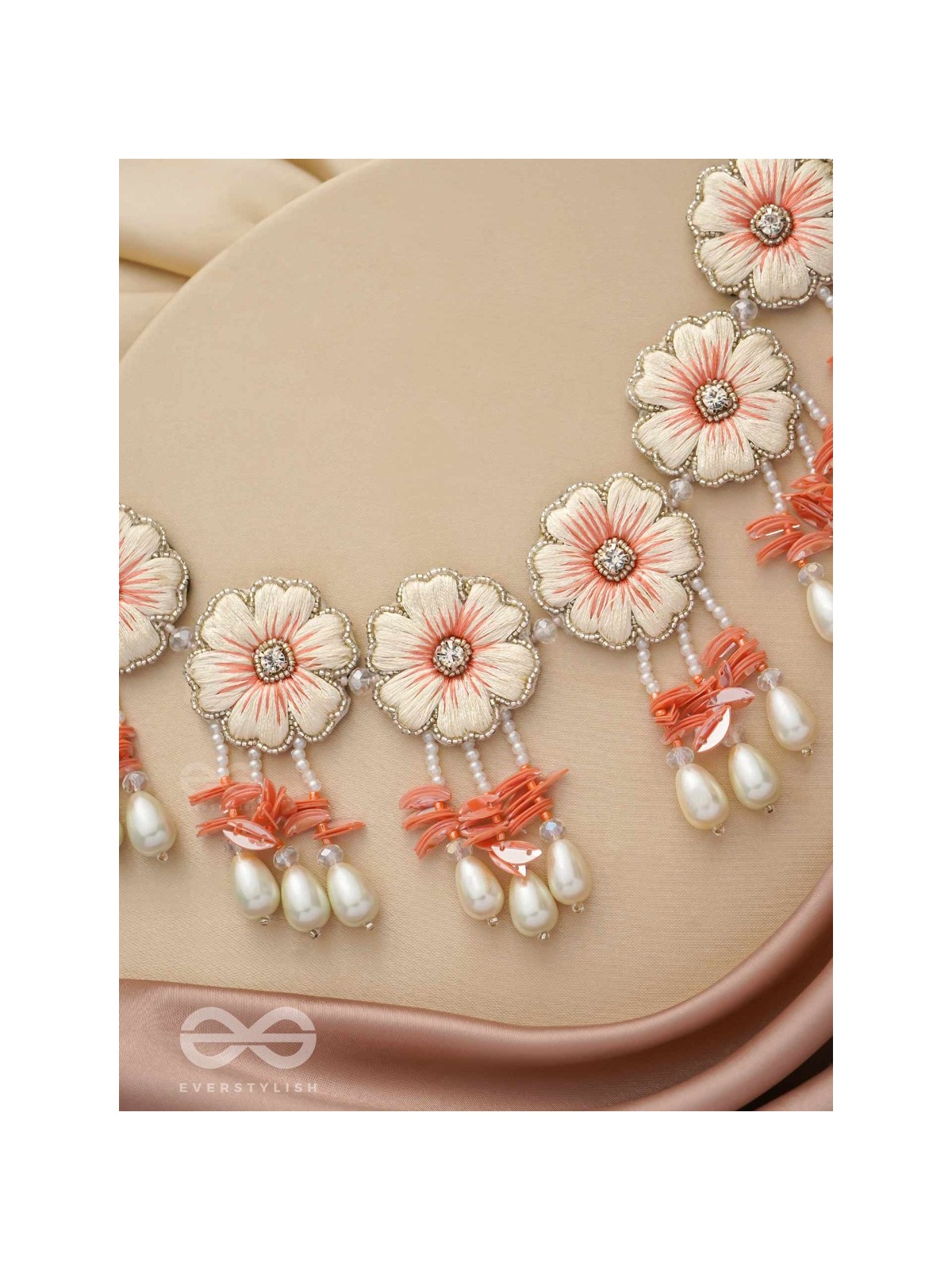 Vinirmita- The Beautiful Garden- Resham, Pearls and Stones Embroidered Choker Necklace