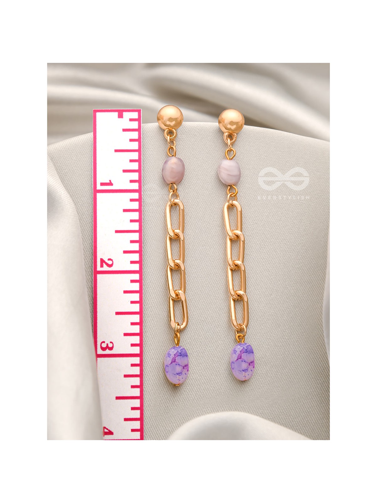 THE CHAIN OF GLORY- GOLDEN EMBELLISHED EARRINGS (ORCHID PURPLE)