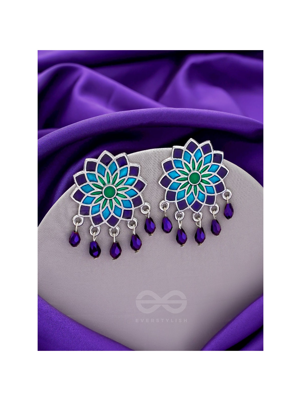 The Midnight Sun- Silver Enamelled Earrings