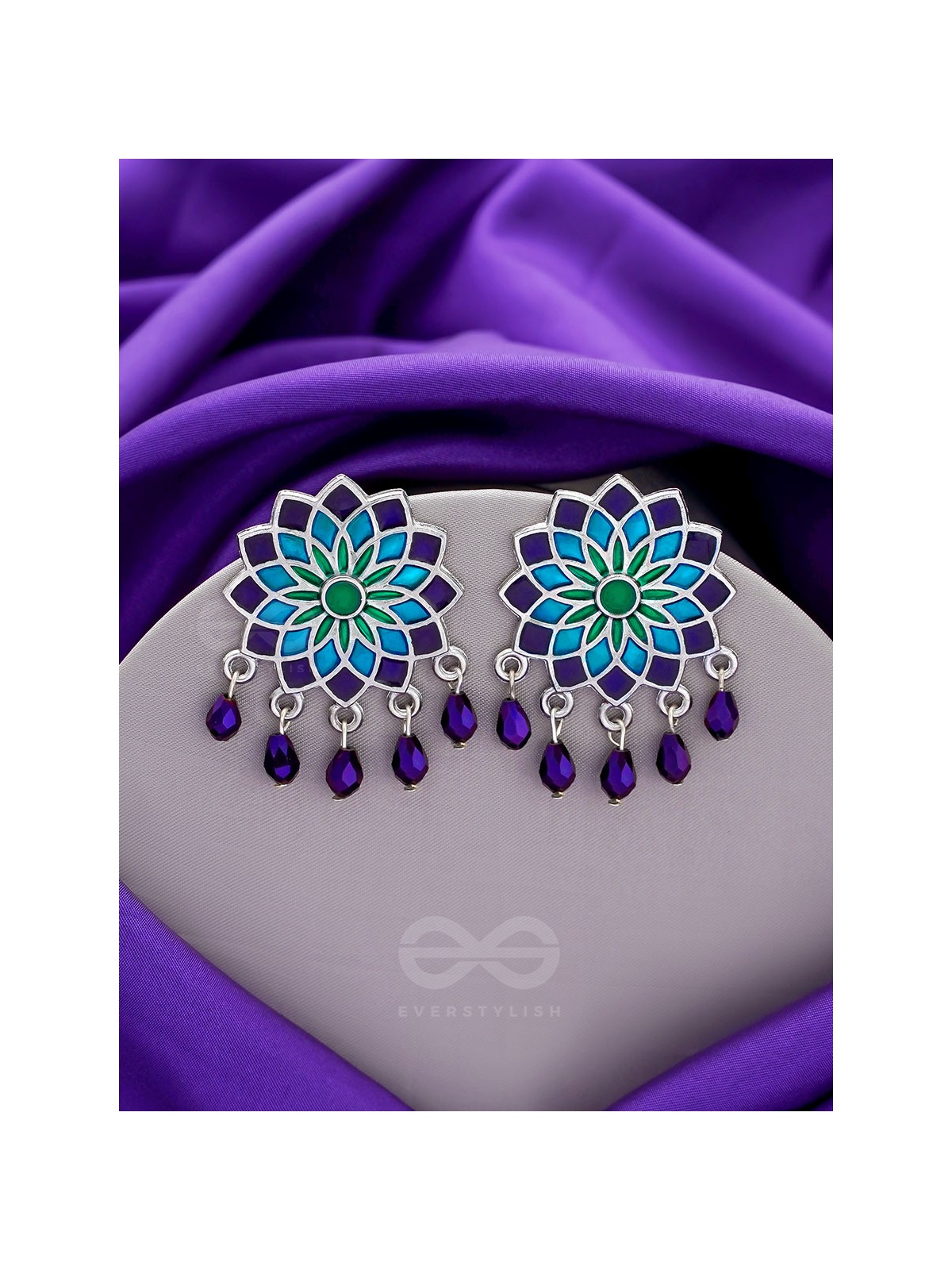 The Midnight Sun- Silver Enamelled Earrings