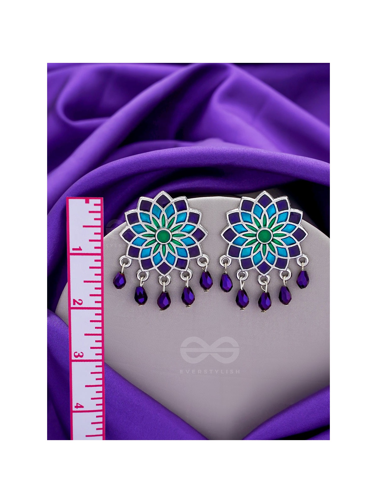 The Midnight Sun- Silver Enamelled Earrings