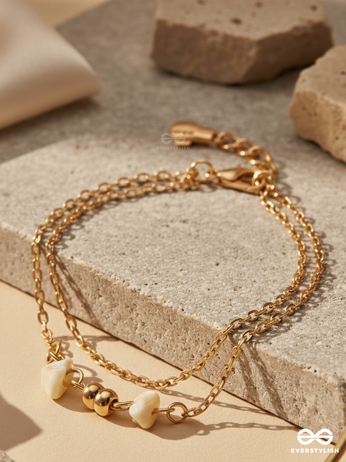 Carved in Stone- Golden Layered Bracelet