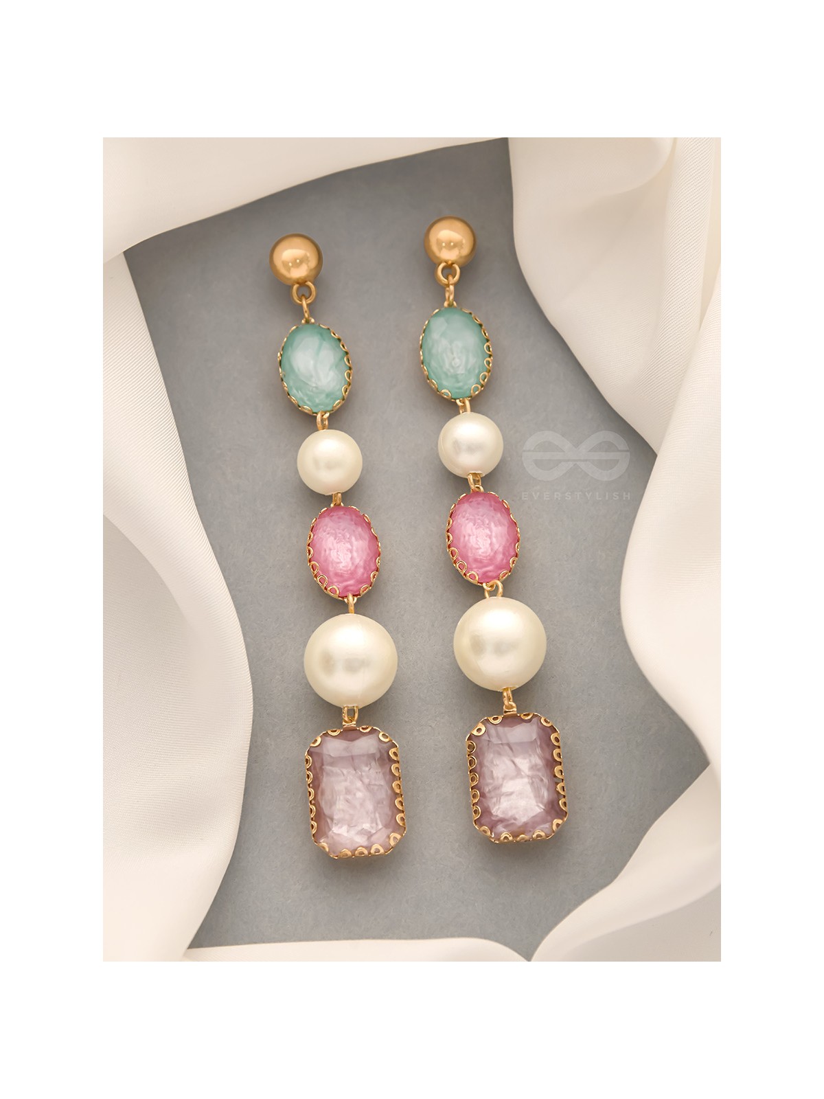 The Fairy Floss- Golden Embellished Earrings