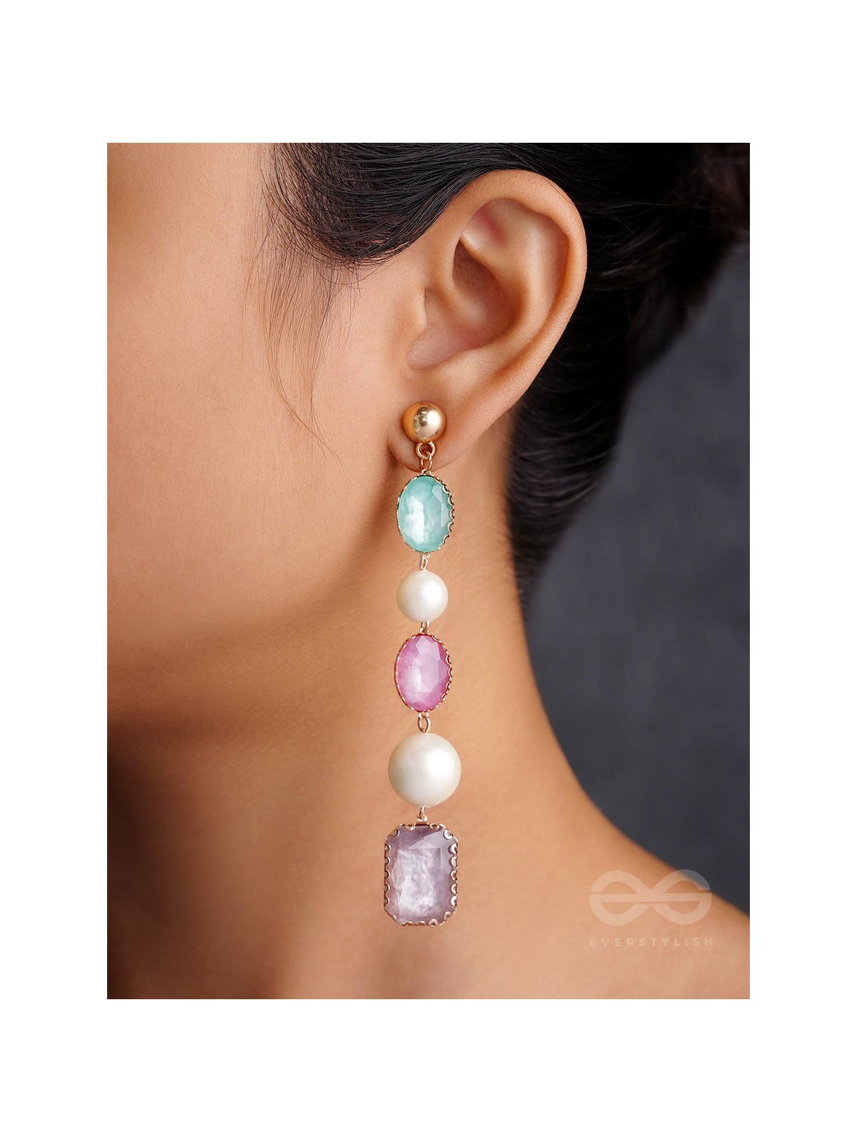 The Fairy Floss- Golden Embellished Earrings