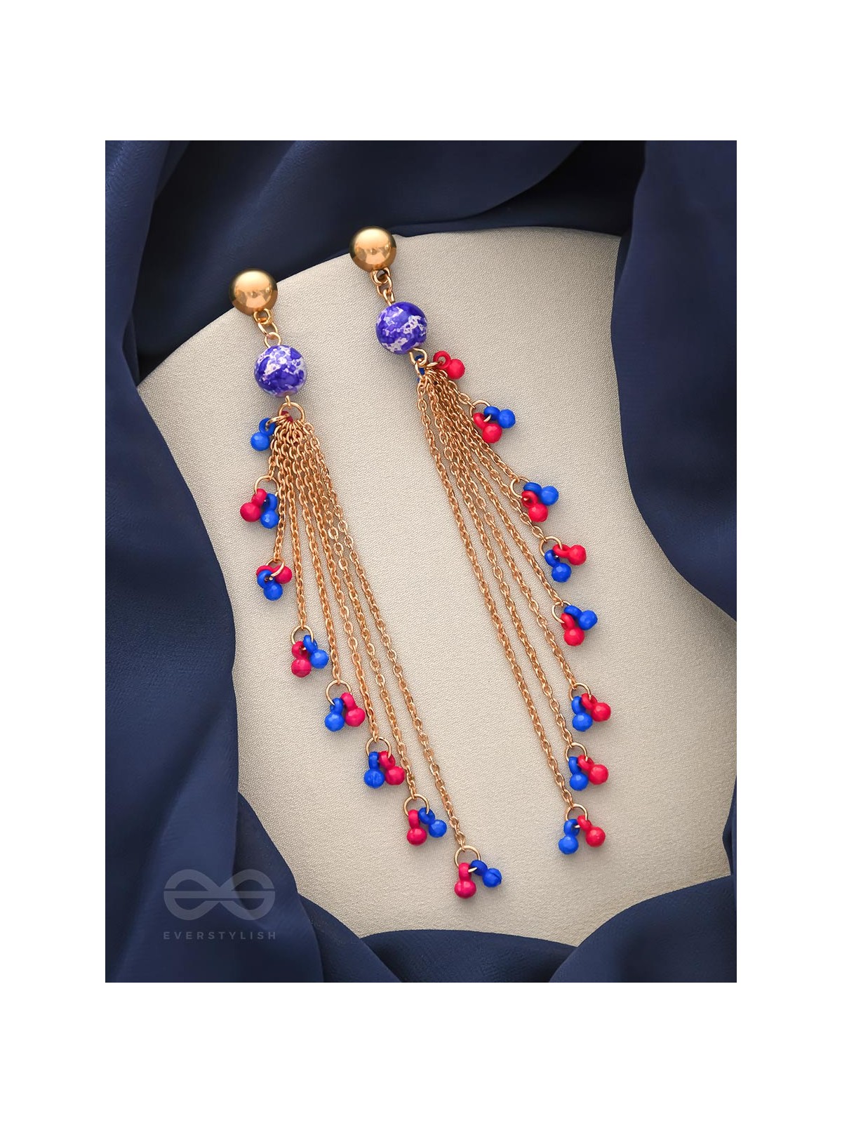 The Celestial Showers- Golden Embellished Earrings