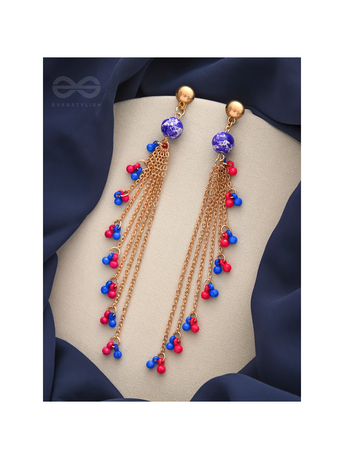 The Celestial Showers- Golden Embellished Earrings