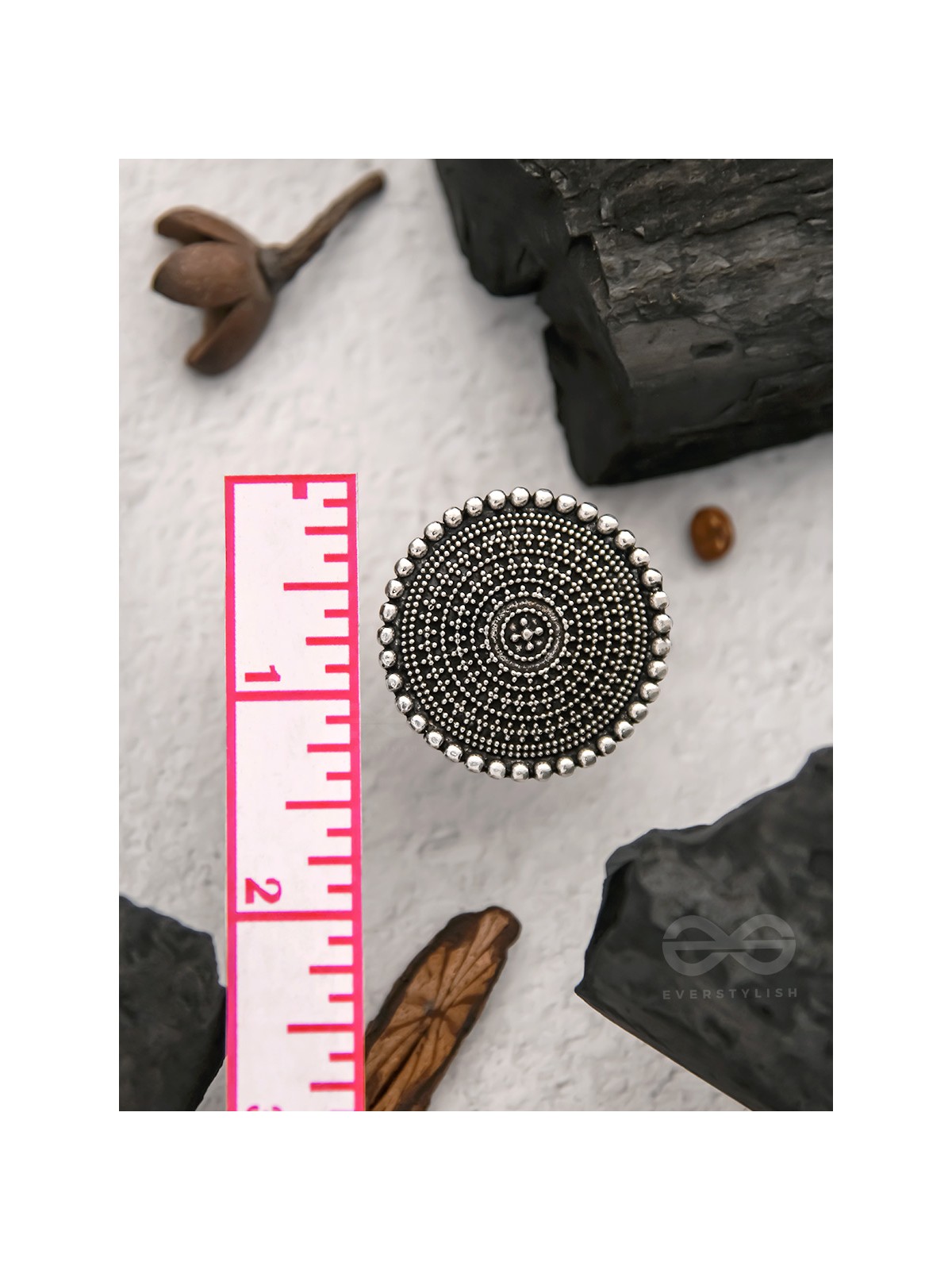 The Raven Halo- Oxidised Statement Ring