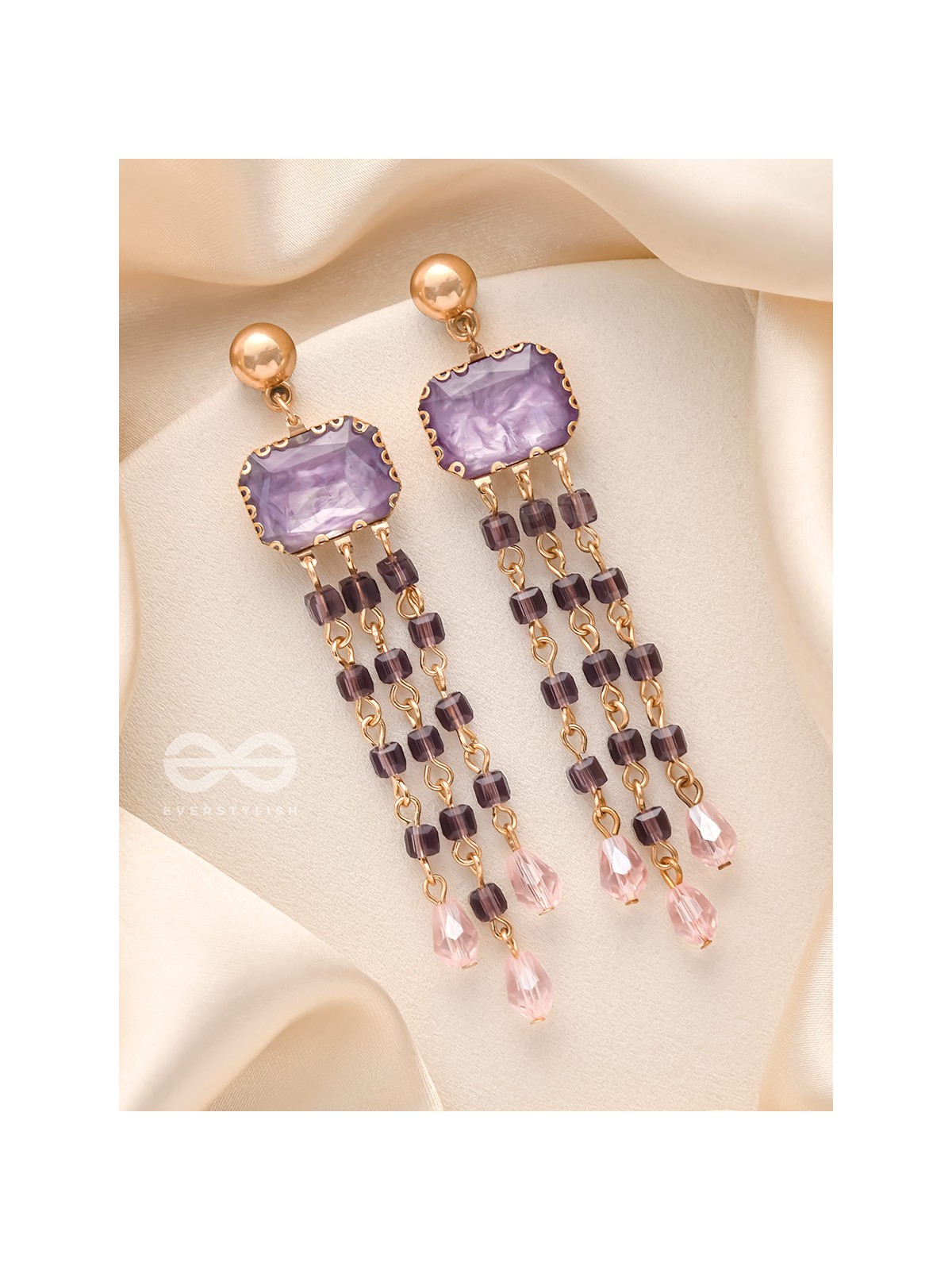 The Melting Mirror- Golden Embellished Earrings