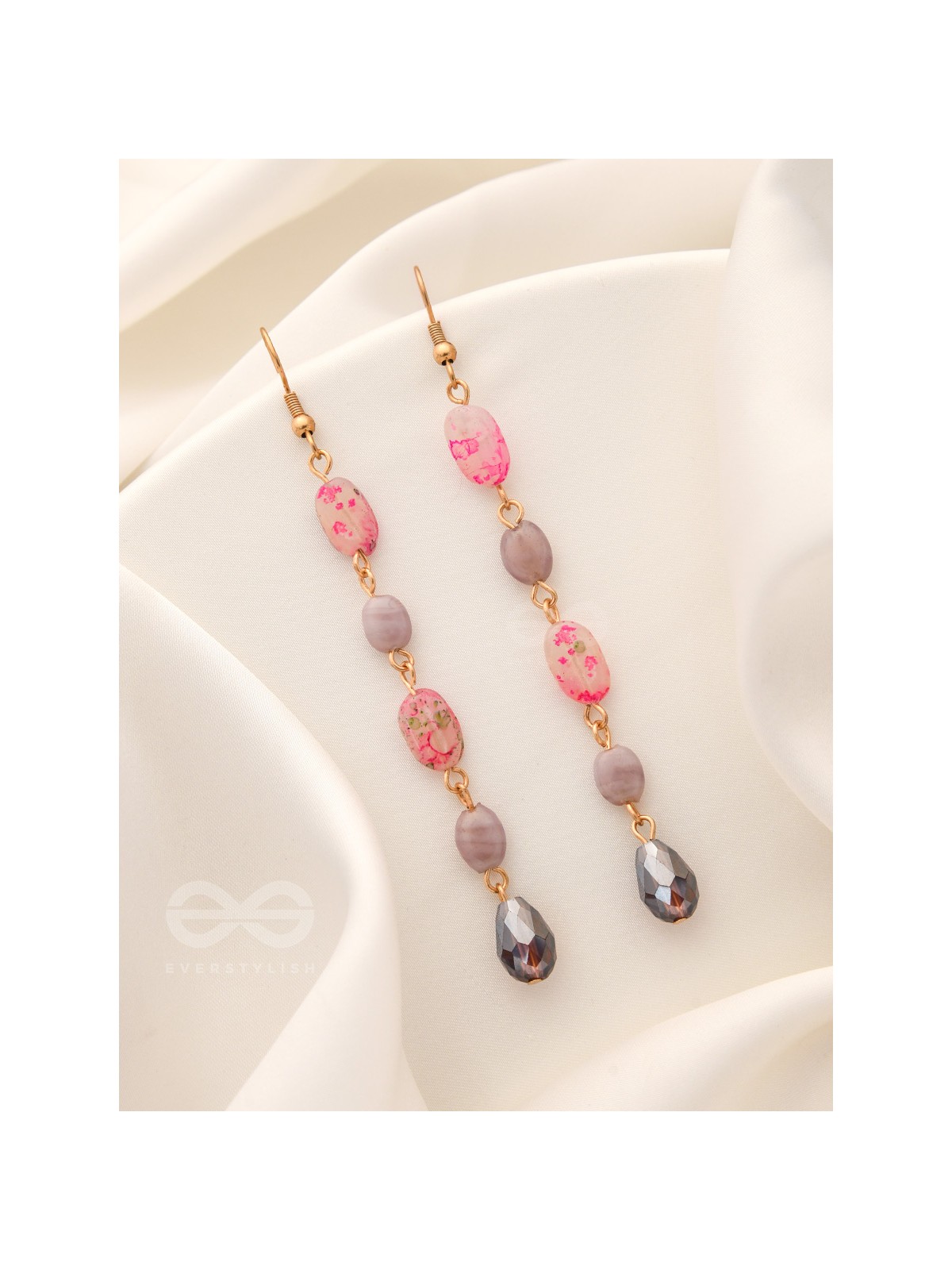 Drops of Chroma- Golden Embellished Earrings