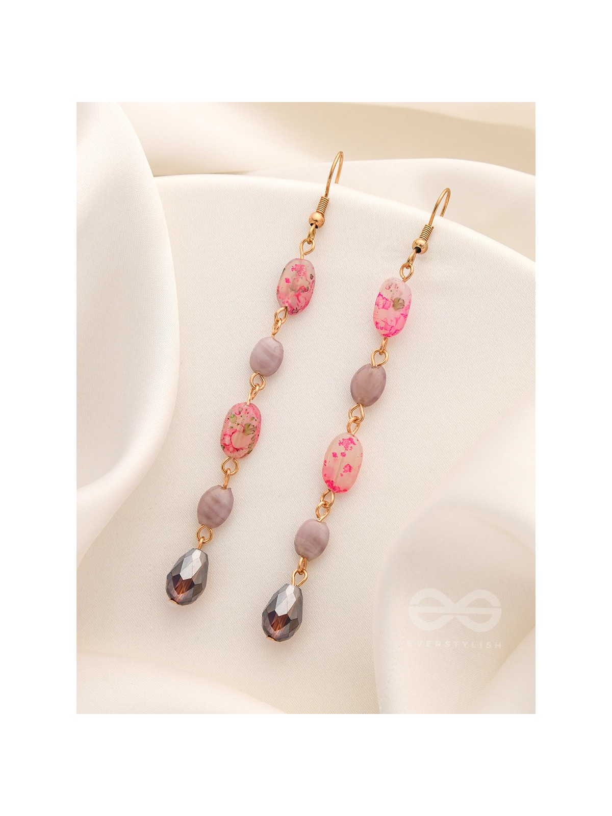 Drops of Chroma- Golden Embellished Earrings