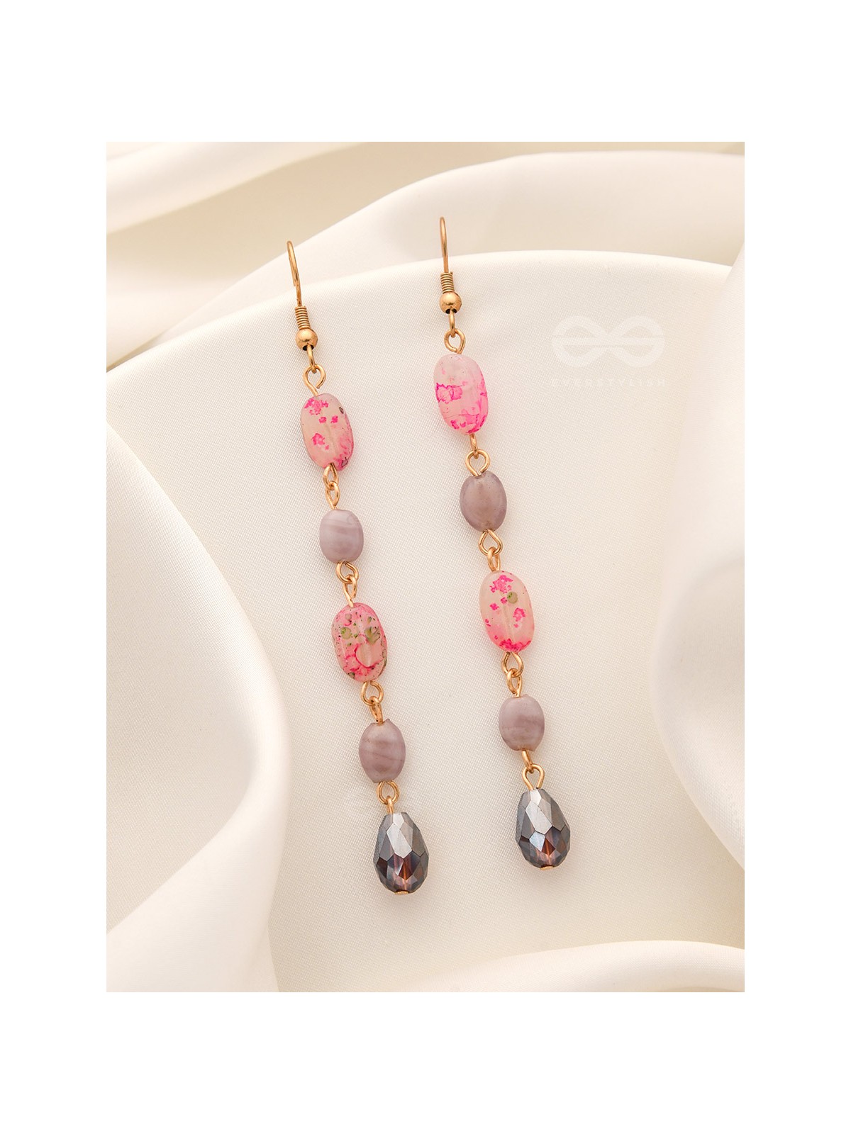 Drops of Chroma- Golden Embellished Earrings