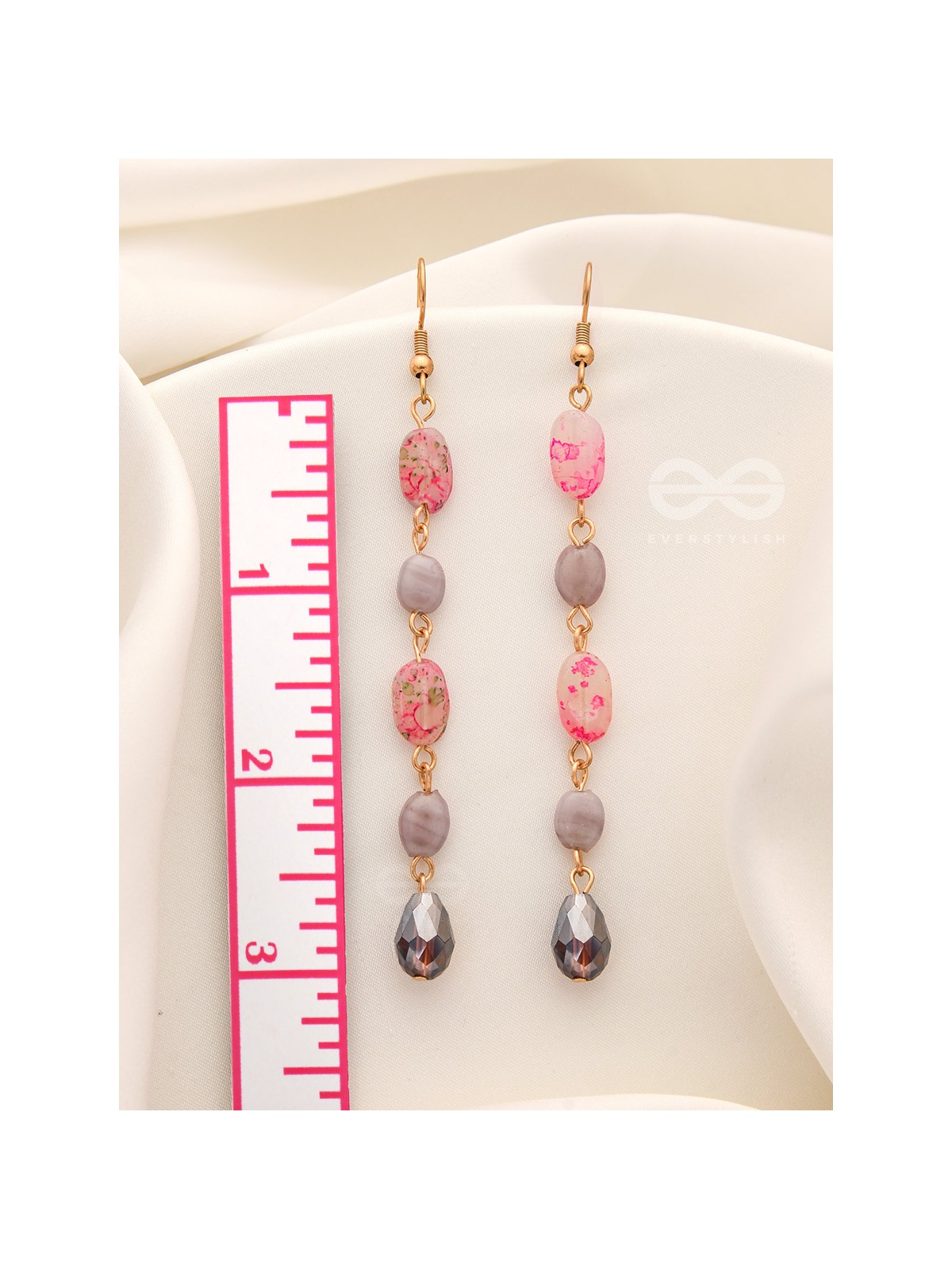 Drops of Chroma- Golden Embellished Earrings