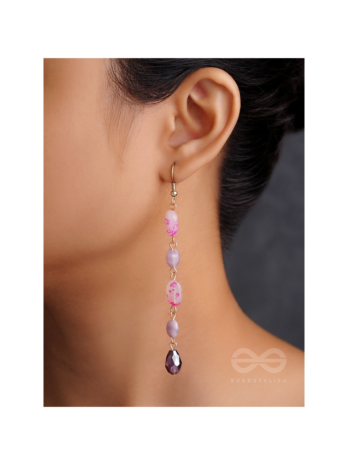 Drops of Chroma- Golden Embellished Earrings