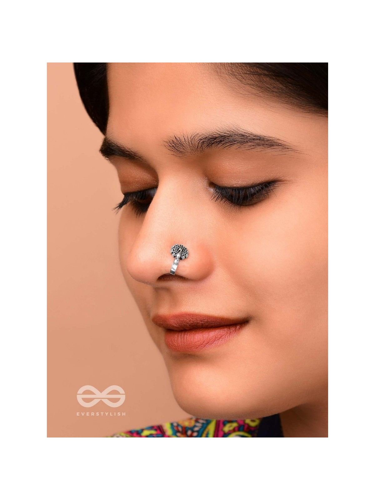 THE DANCING PEACOCK - OXIDISED PRESS-ON NOSEPIN