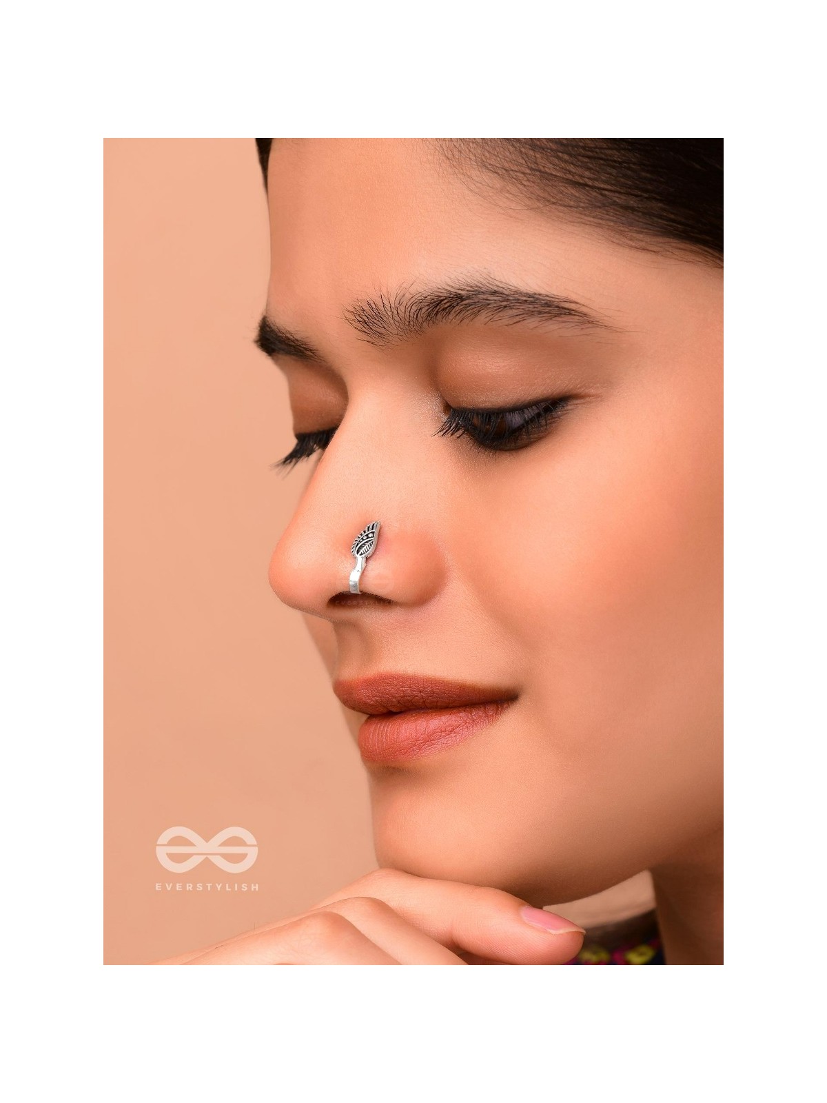 LEAFY WHISPERS - OXIDISED NON-PIERCED NOSERING