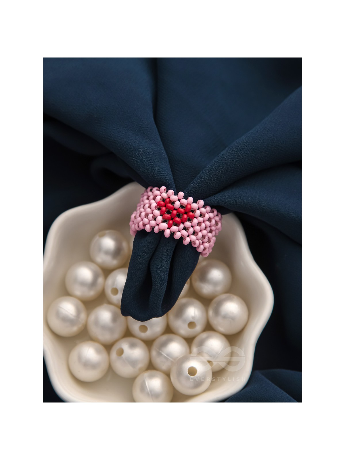 The Crimson Heart- Stretchable Lavender Beaded Ring