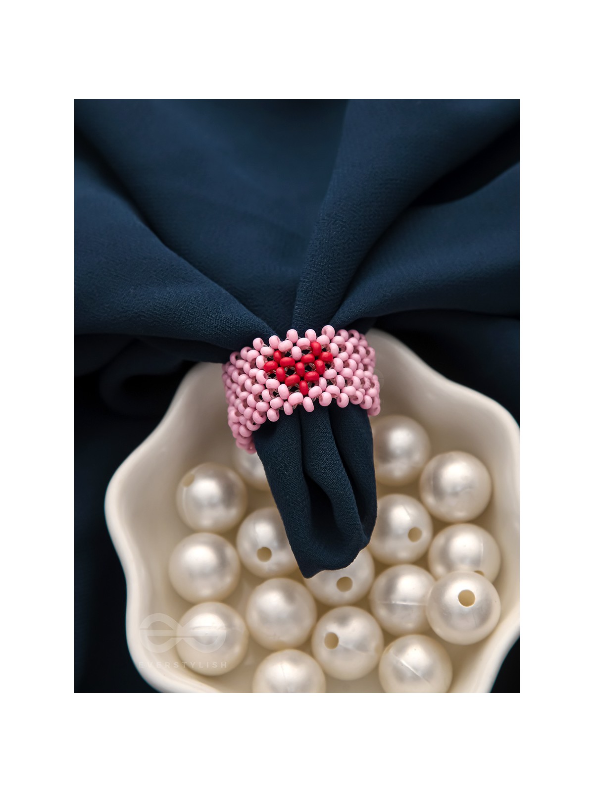 The Crimson Heart- Stretchable Lavender Beaded Ring