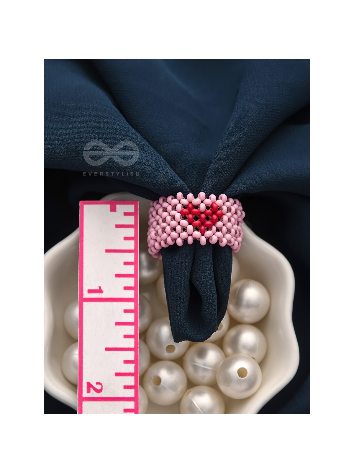 The Crimson Heart- Stretchable Lavender Beaded Ring