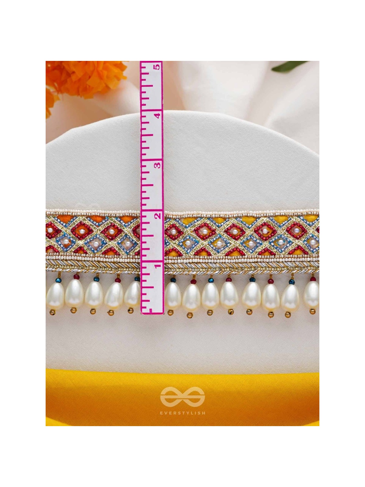 Syamika- The Magnificent Clouds- Pearls and Lace Embroidered Choker Necklace