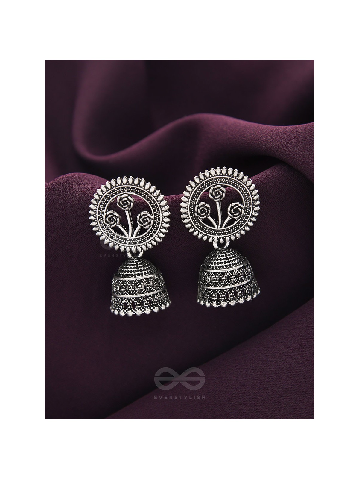 In Full Bloom- Oxidised Jhumka Earrings
