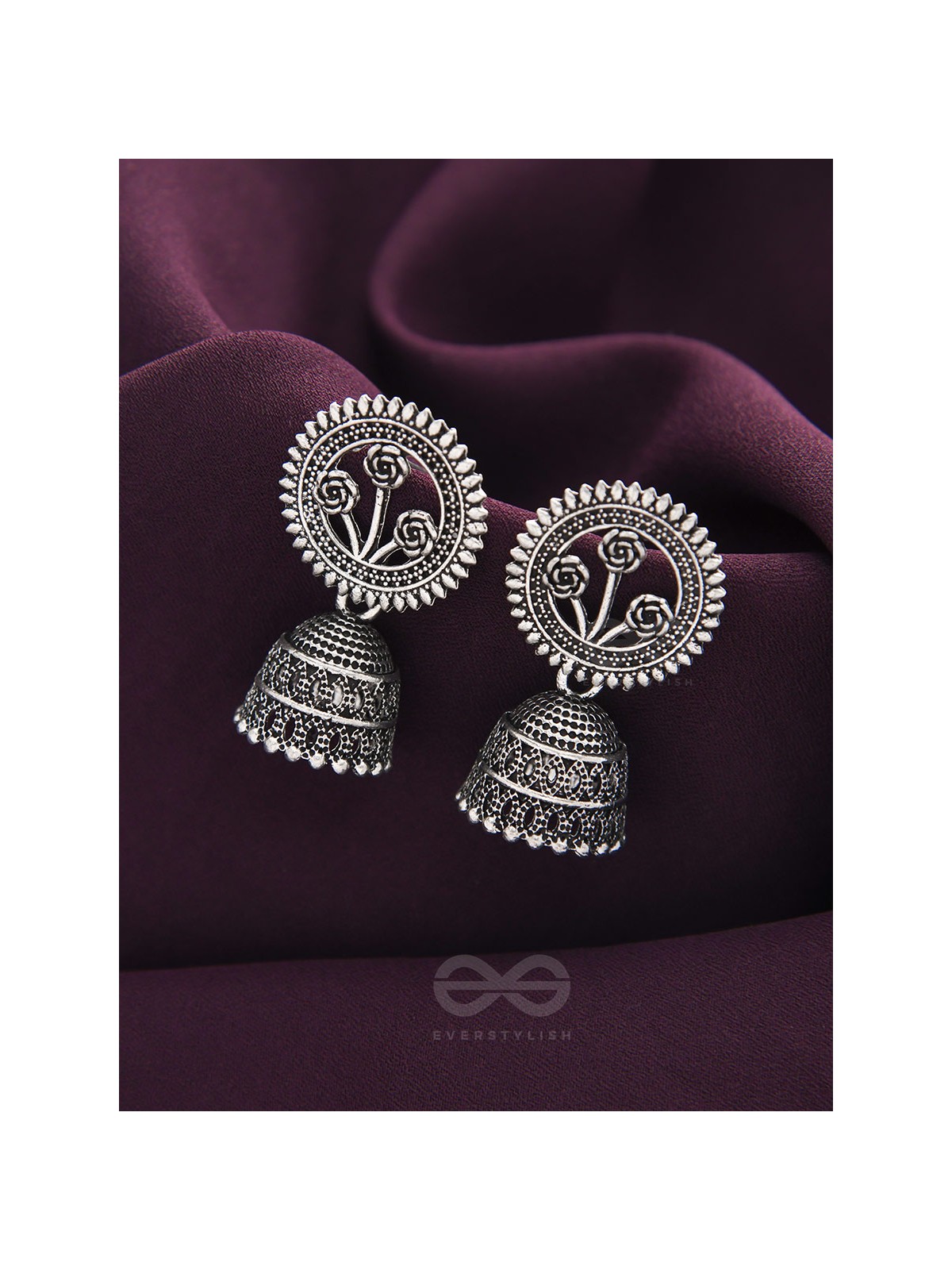 In Full Bloom- Oxidised Jhumka Earrings