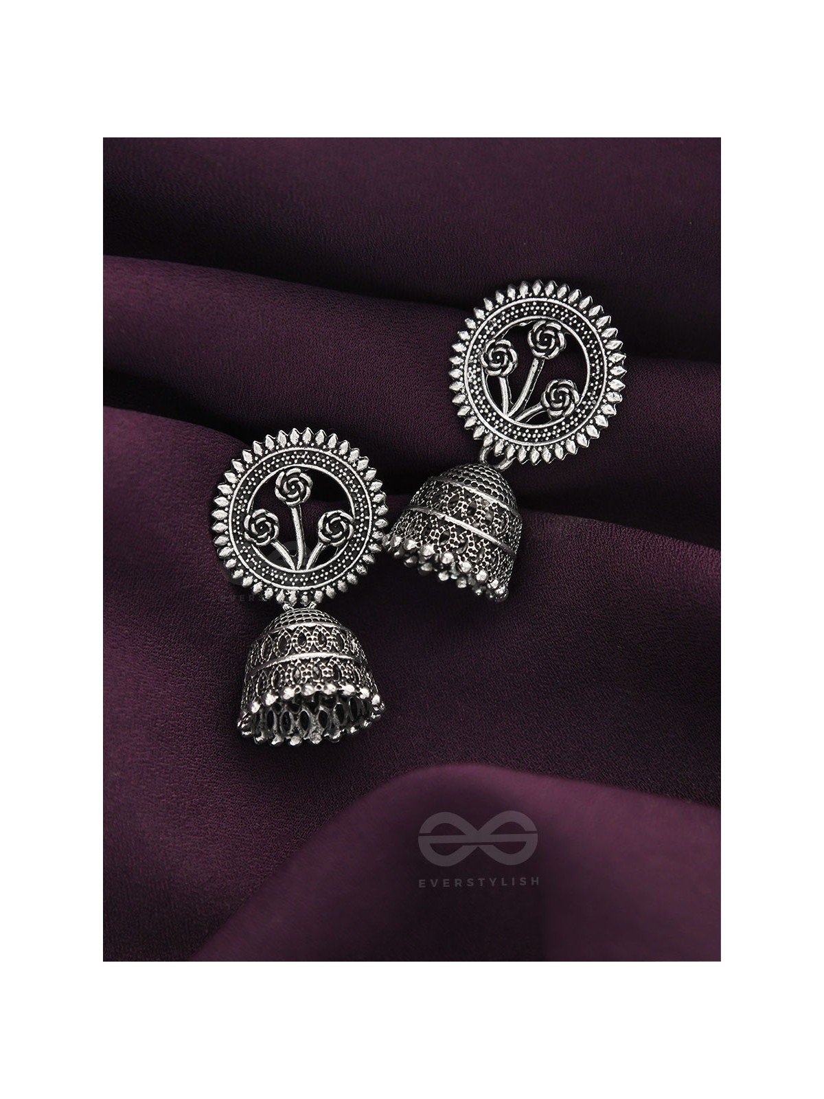 In Full Bloom- Oxidised Jhumka Earrings